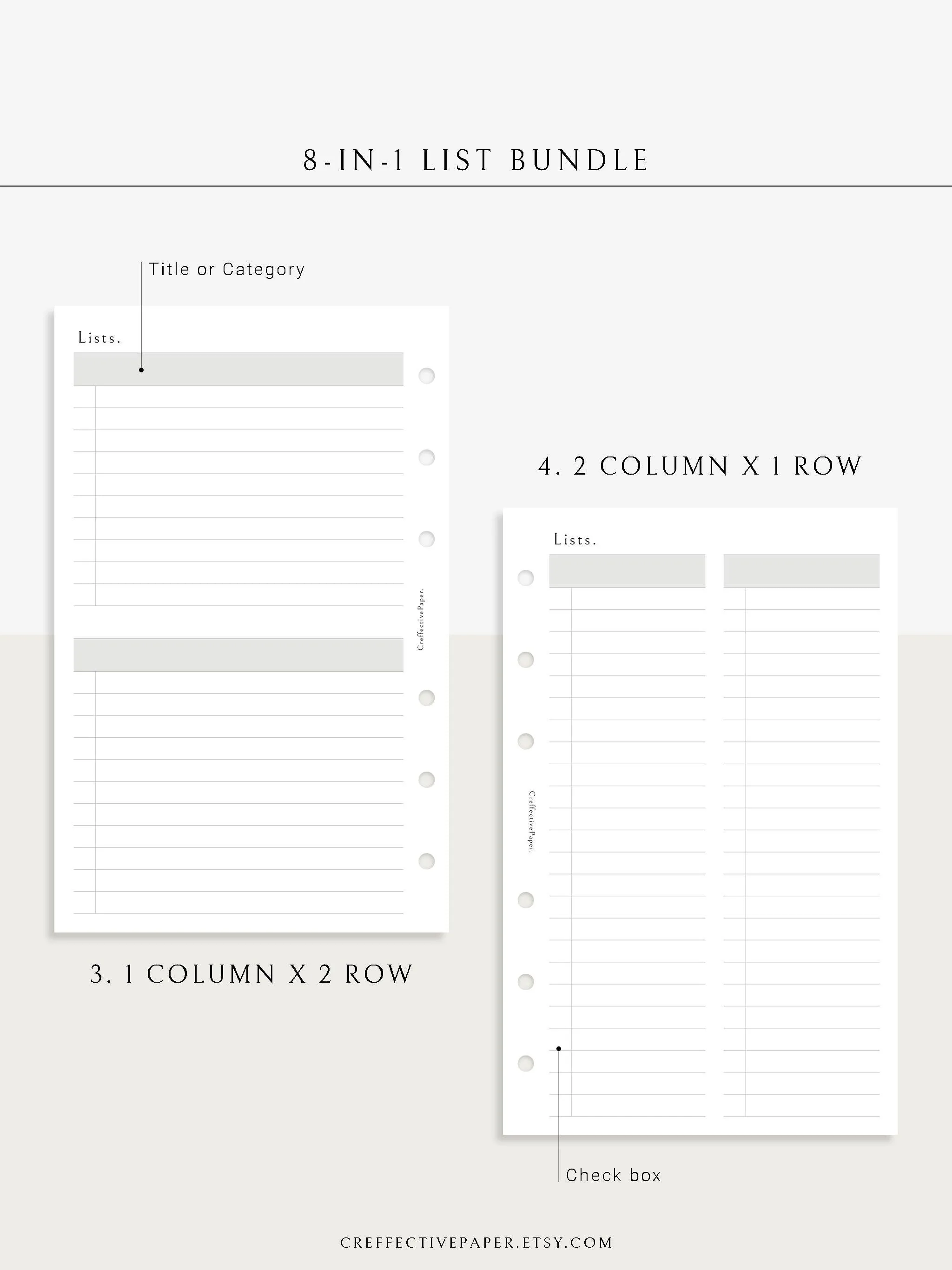 N107 | Checklist Bundle Template to Personalize Category