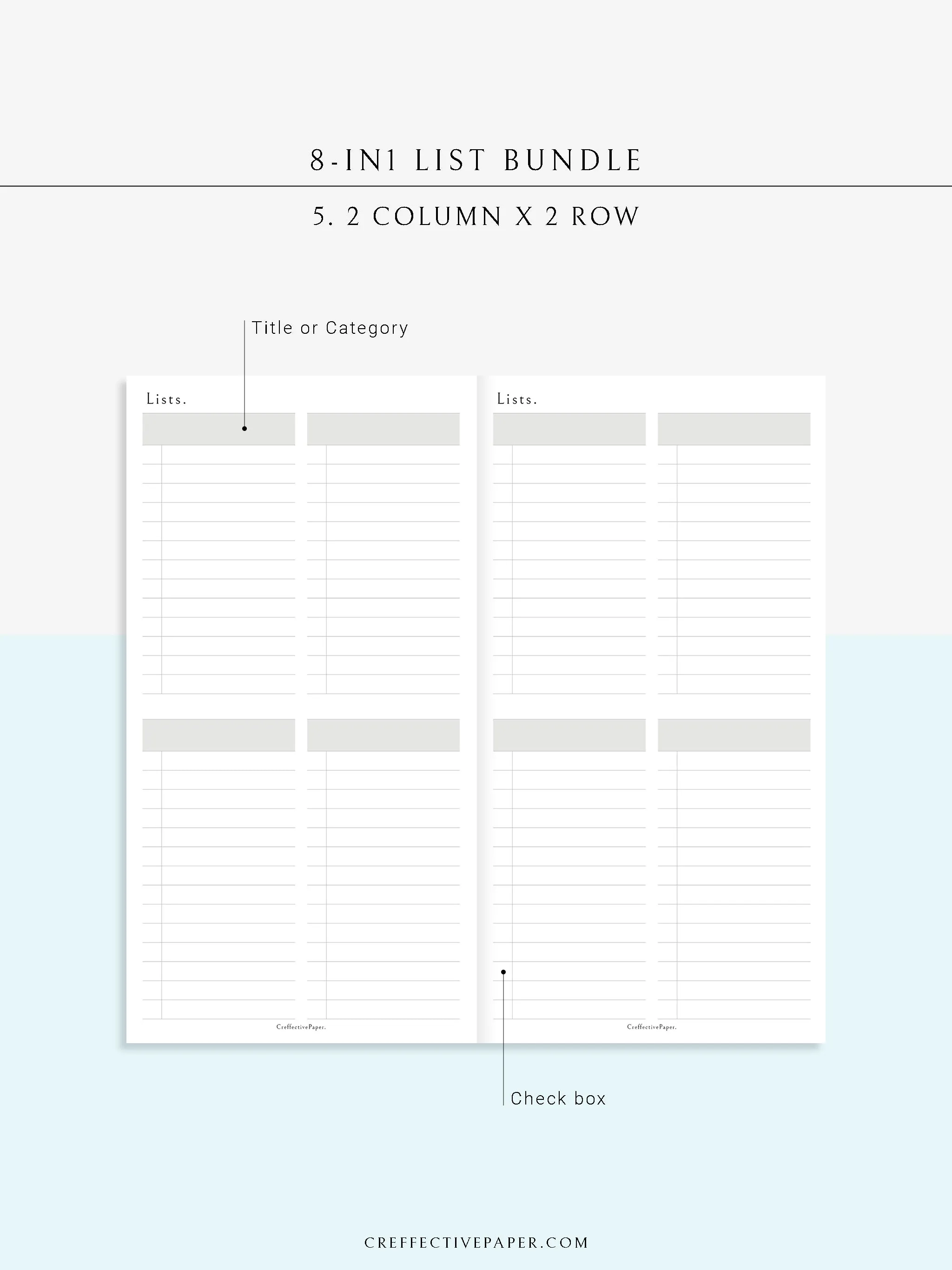 N107 | Checklist Bundle Template to Personalize Category