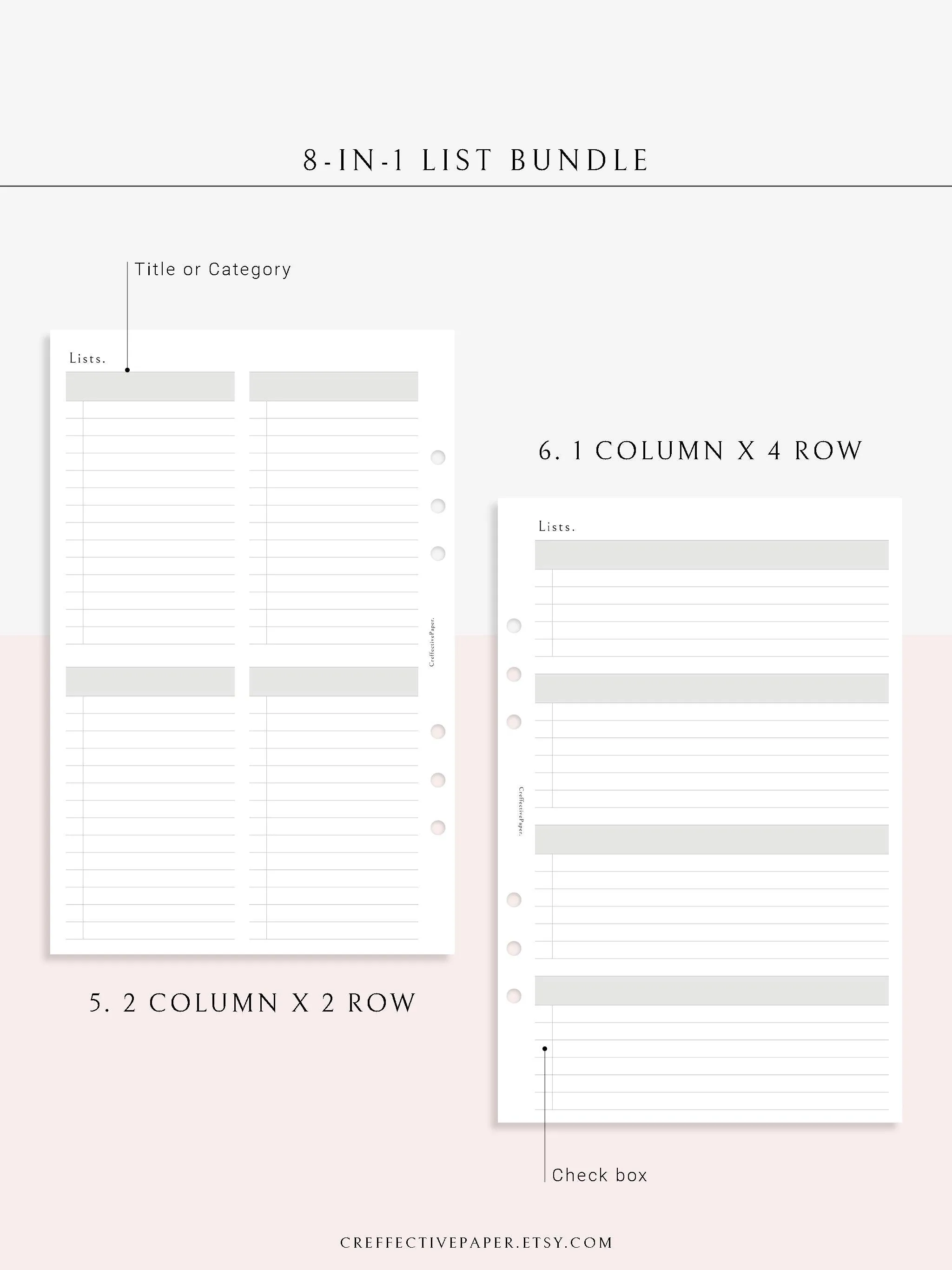 N107 | Checklist Bundle Template to Personalize Category