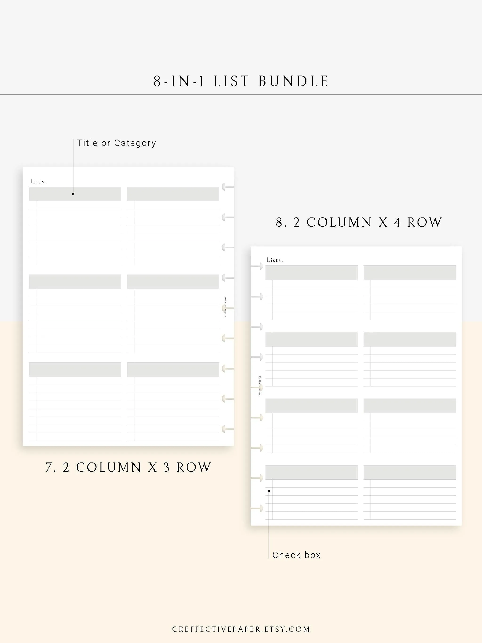 N107 | Checklist Bundle Template to Personalize Category