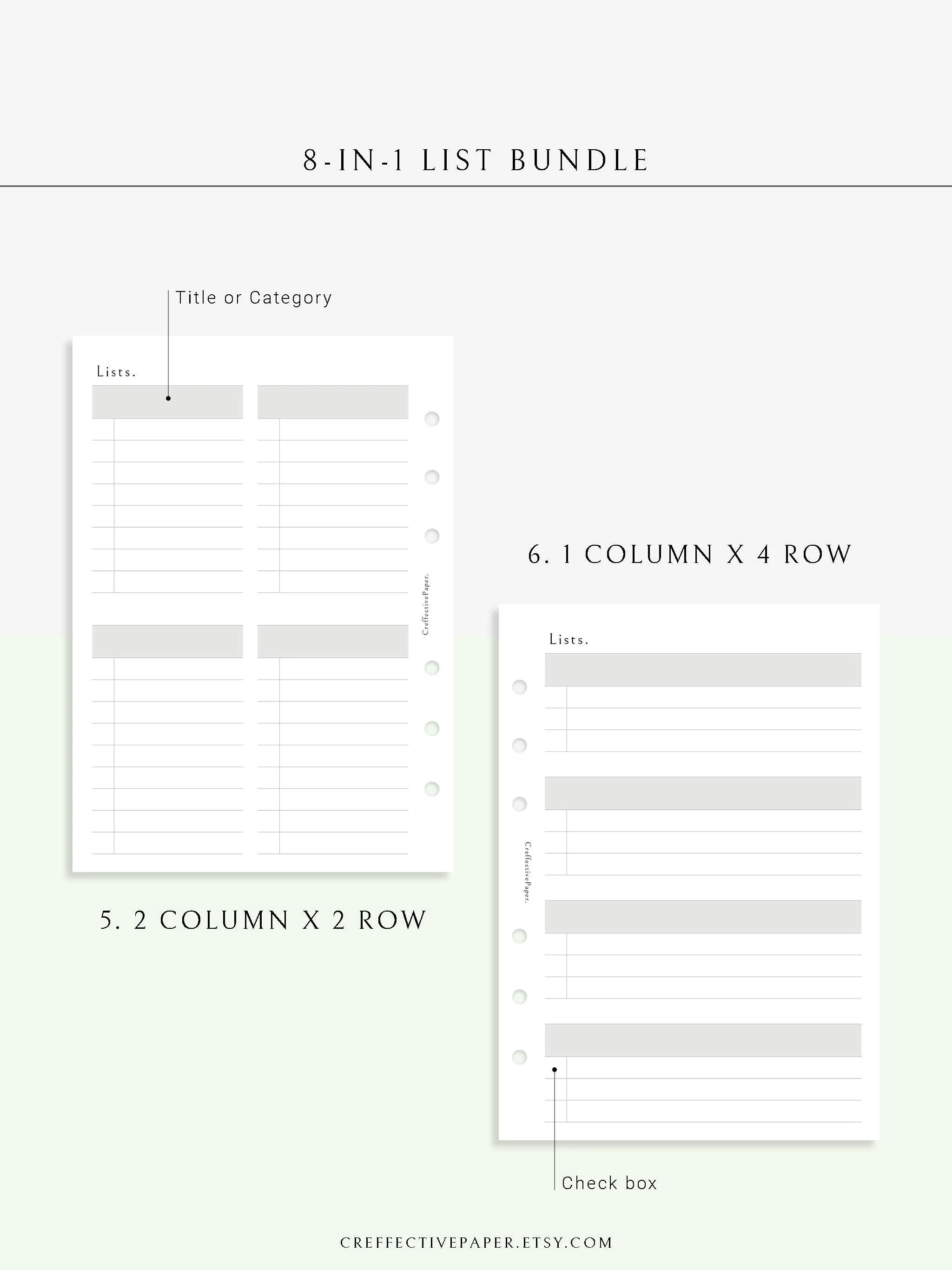 N107 | Checklist Bundle Template to Personalize Category