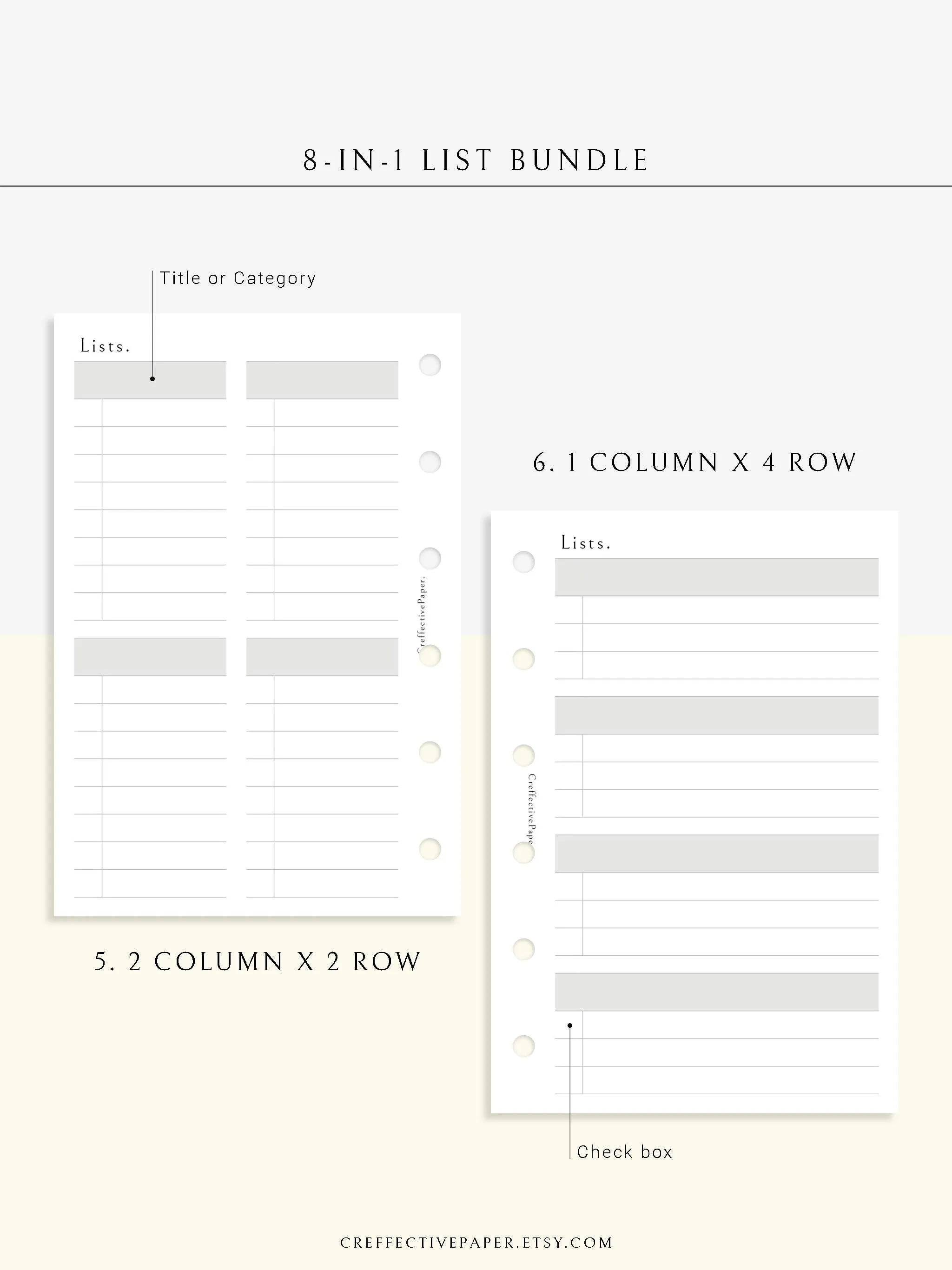 N107 | Checklist Bundle Template to Personalize Category