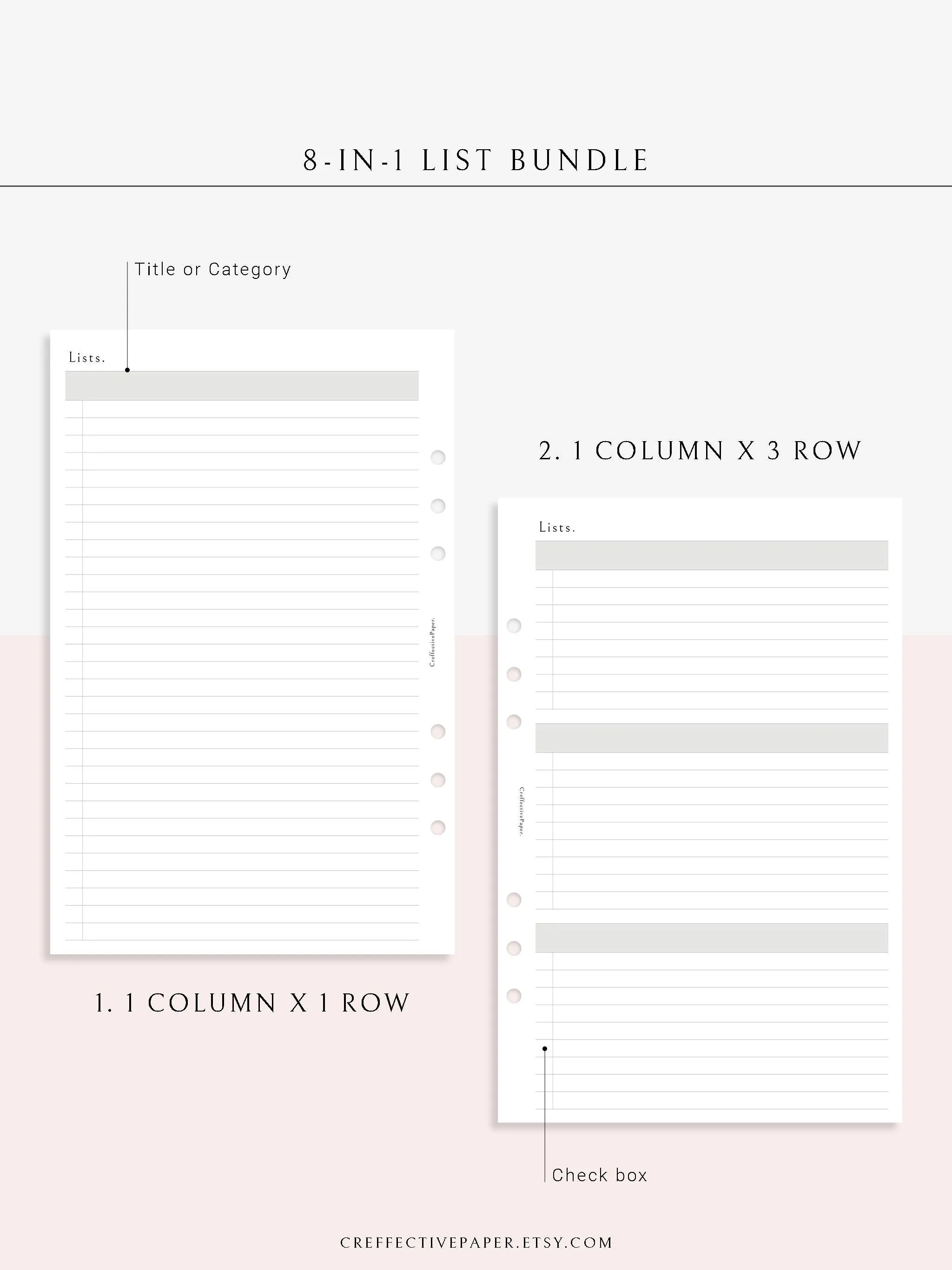 N107 | Checklist Bundle Template to Personalize Category