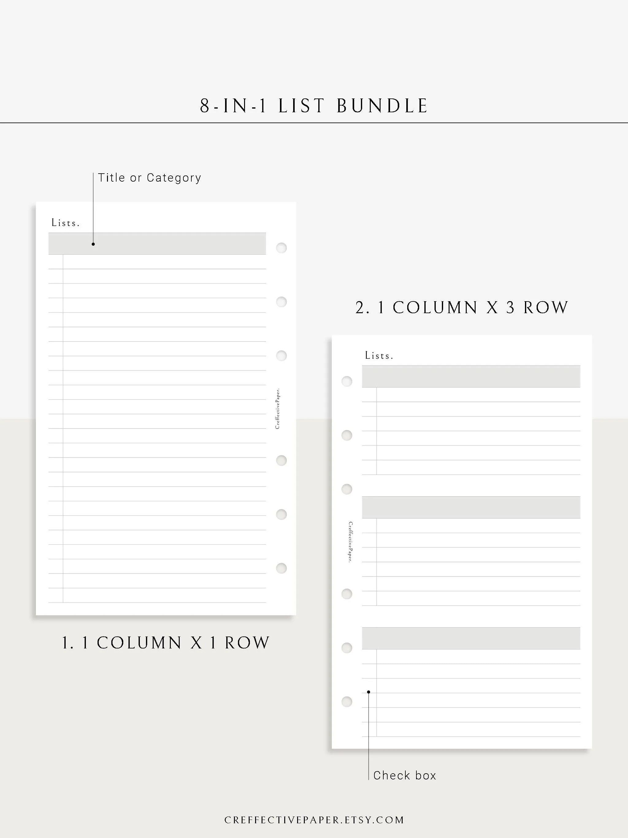 N107 | Checklist Bundle Template to Personalize Category