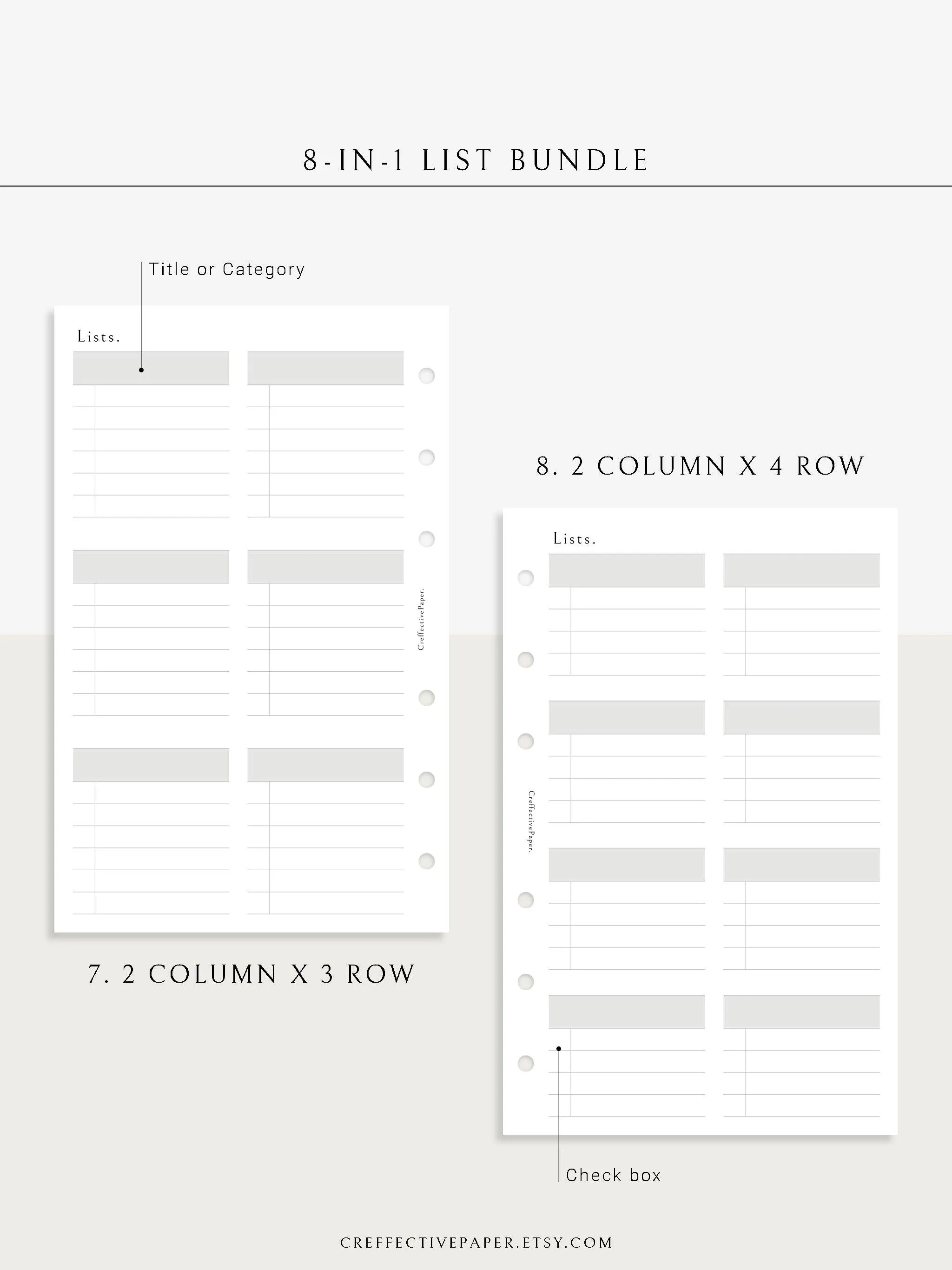 N107 | Checklist Bundle Template to Personalize Category