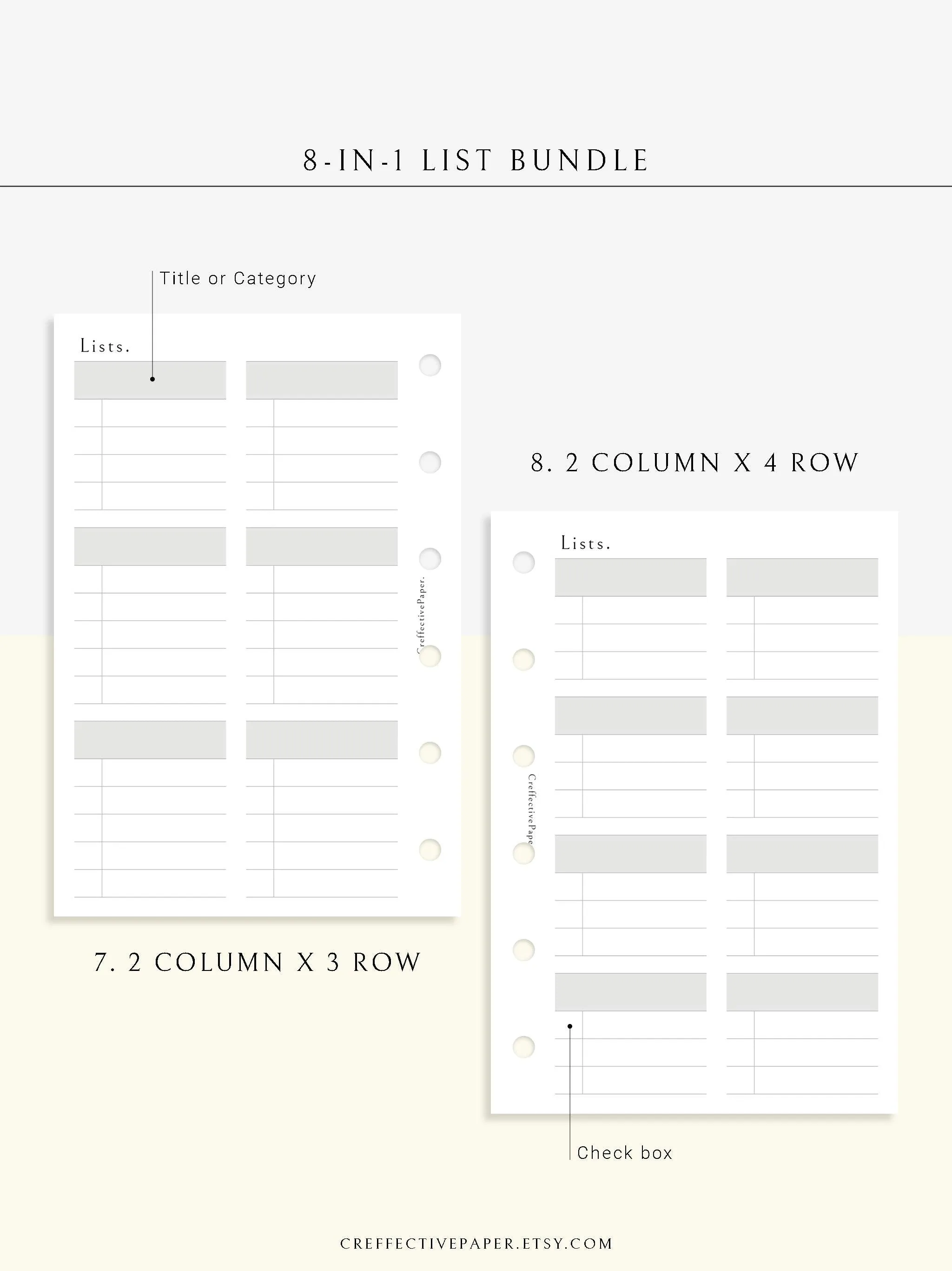 N107 | Checklist Bundle Template to Personalize Category