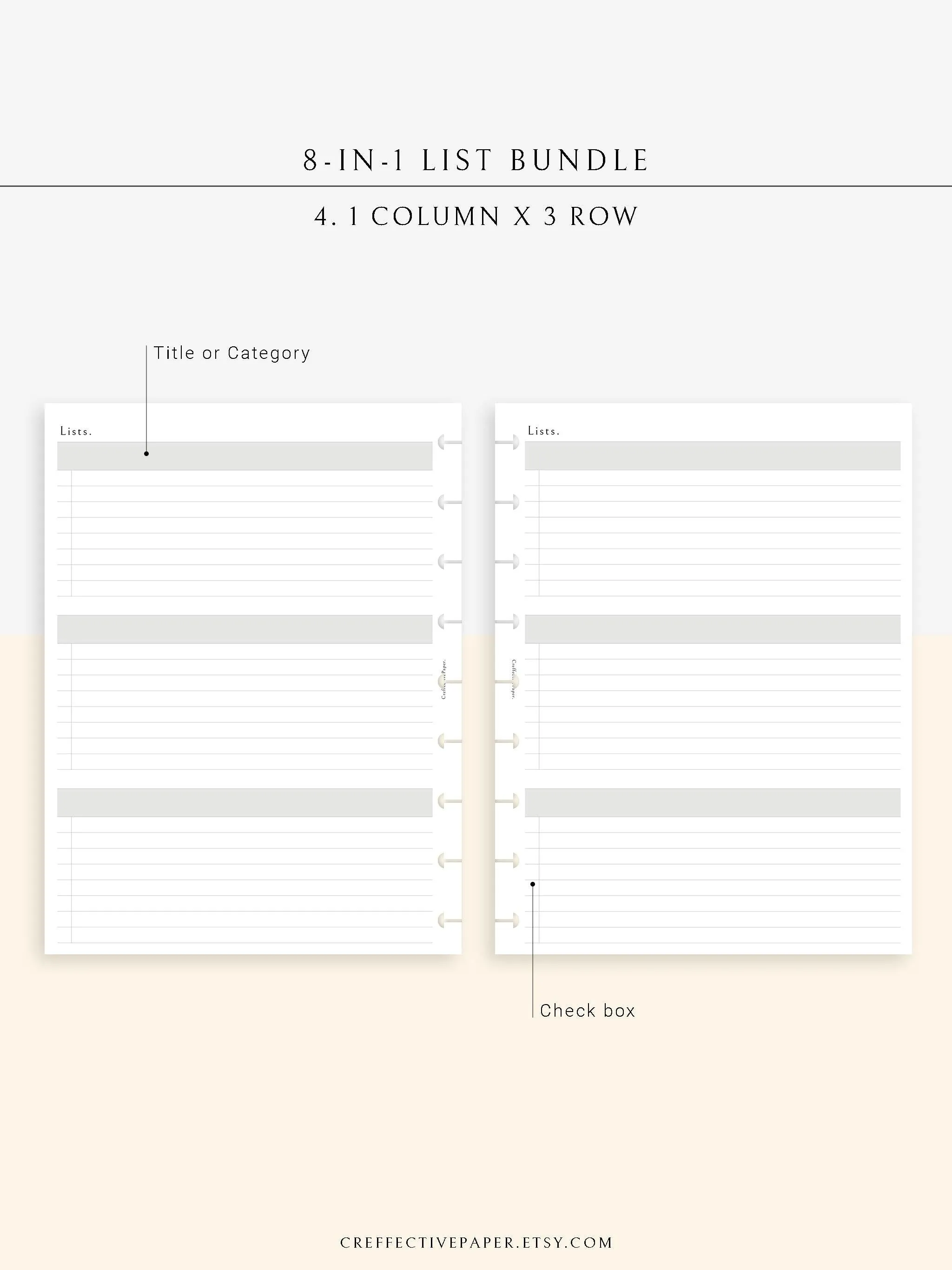 N107 | Checklist Bundle Template to Personalize Category