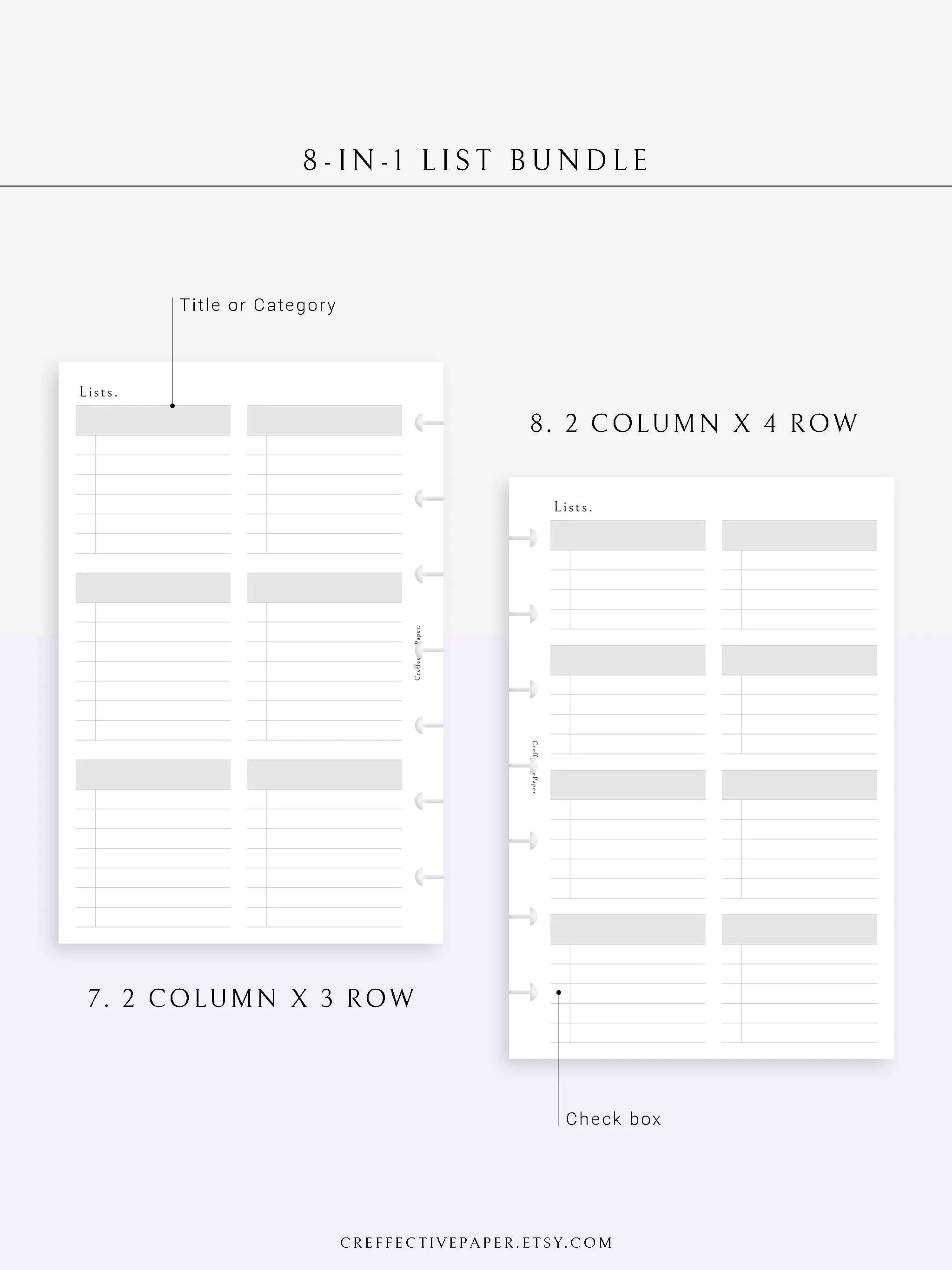 N107 | Checklist Bundle Template to Personalize Category