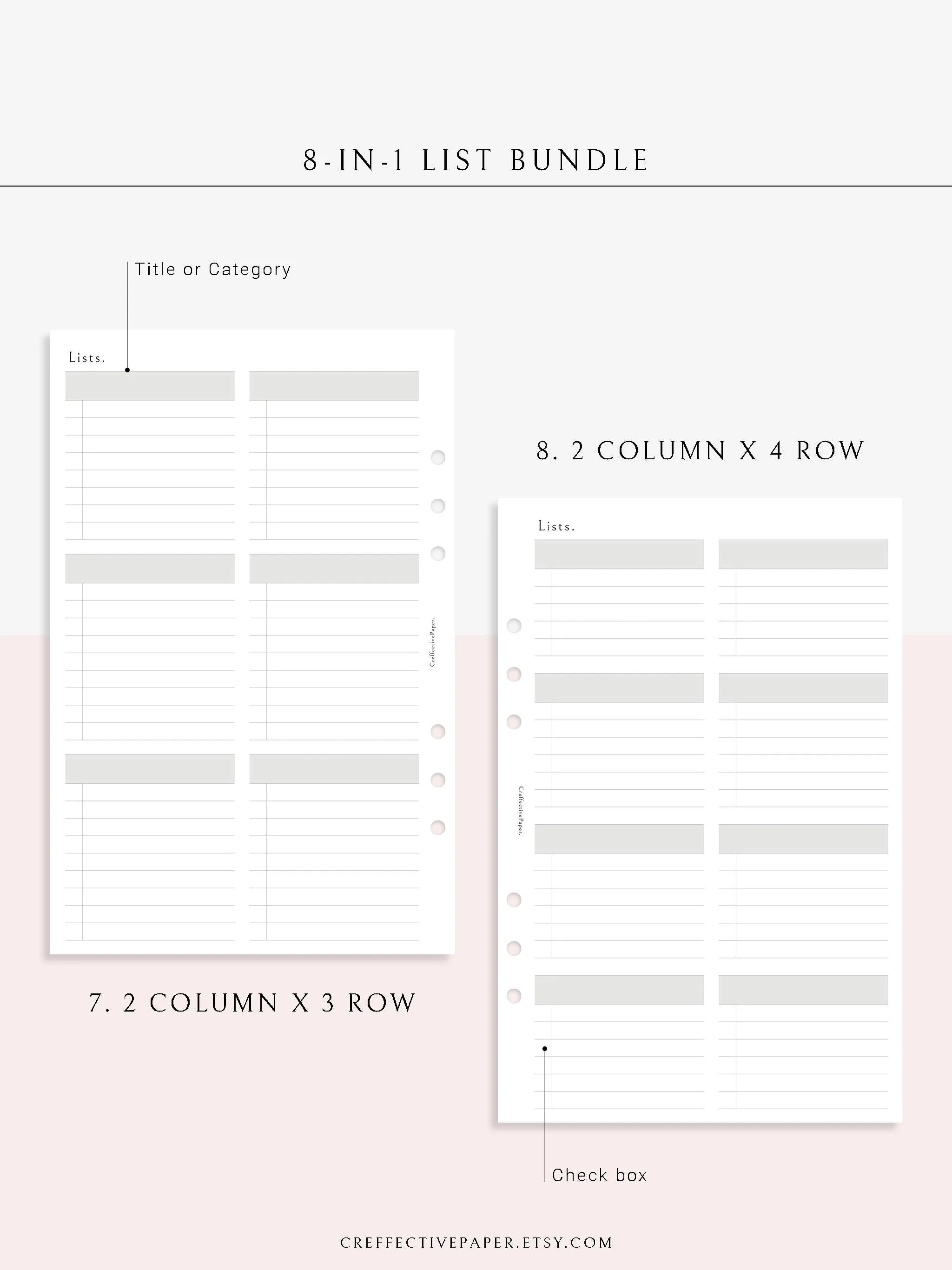 N107 | Checklist Bundle Template to Personalize Category