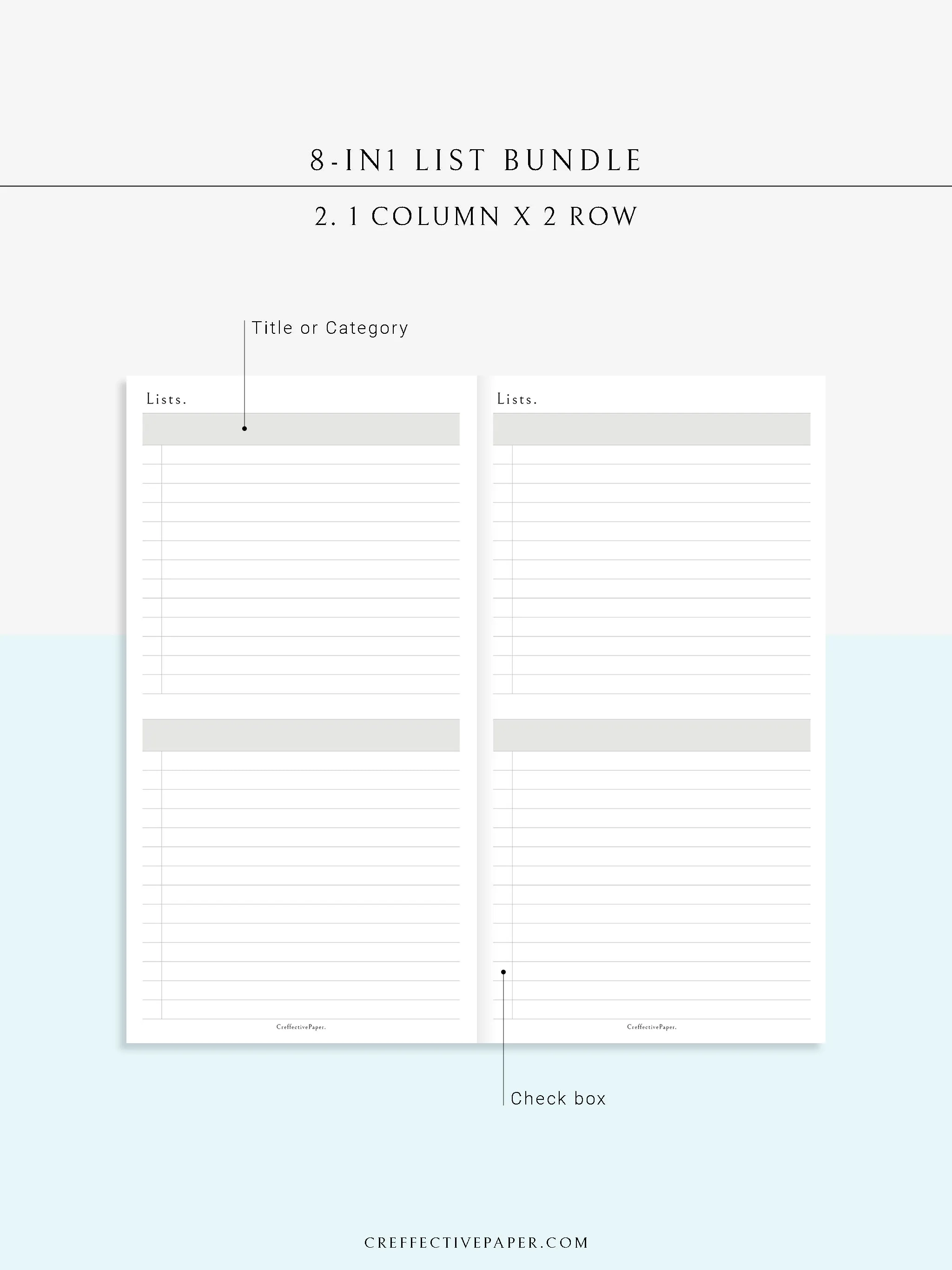 N107 | Checklist Bundle Template to Personalize Category