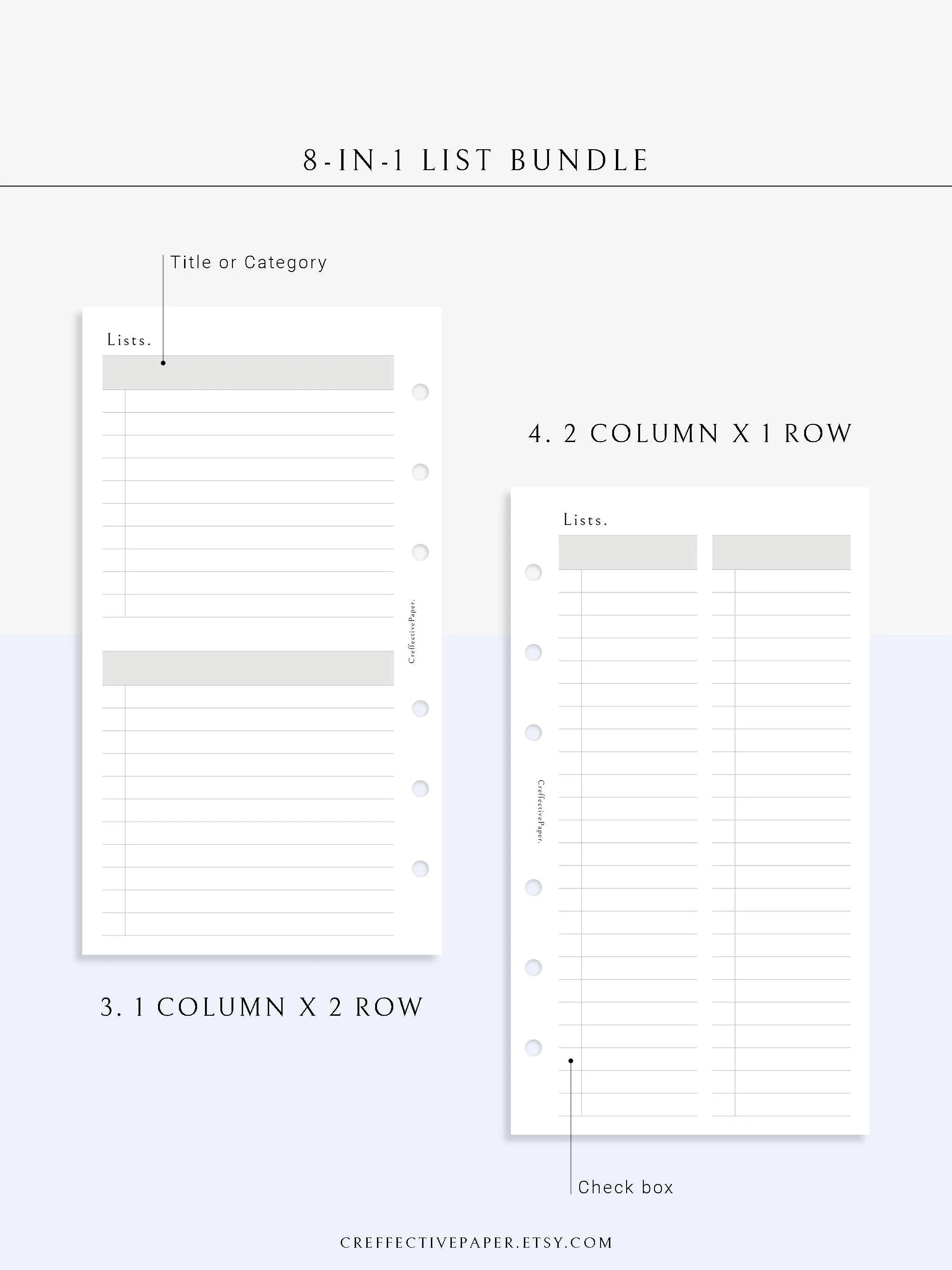 N107 | Checklist Bundle Template to Personalize Category