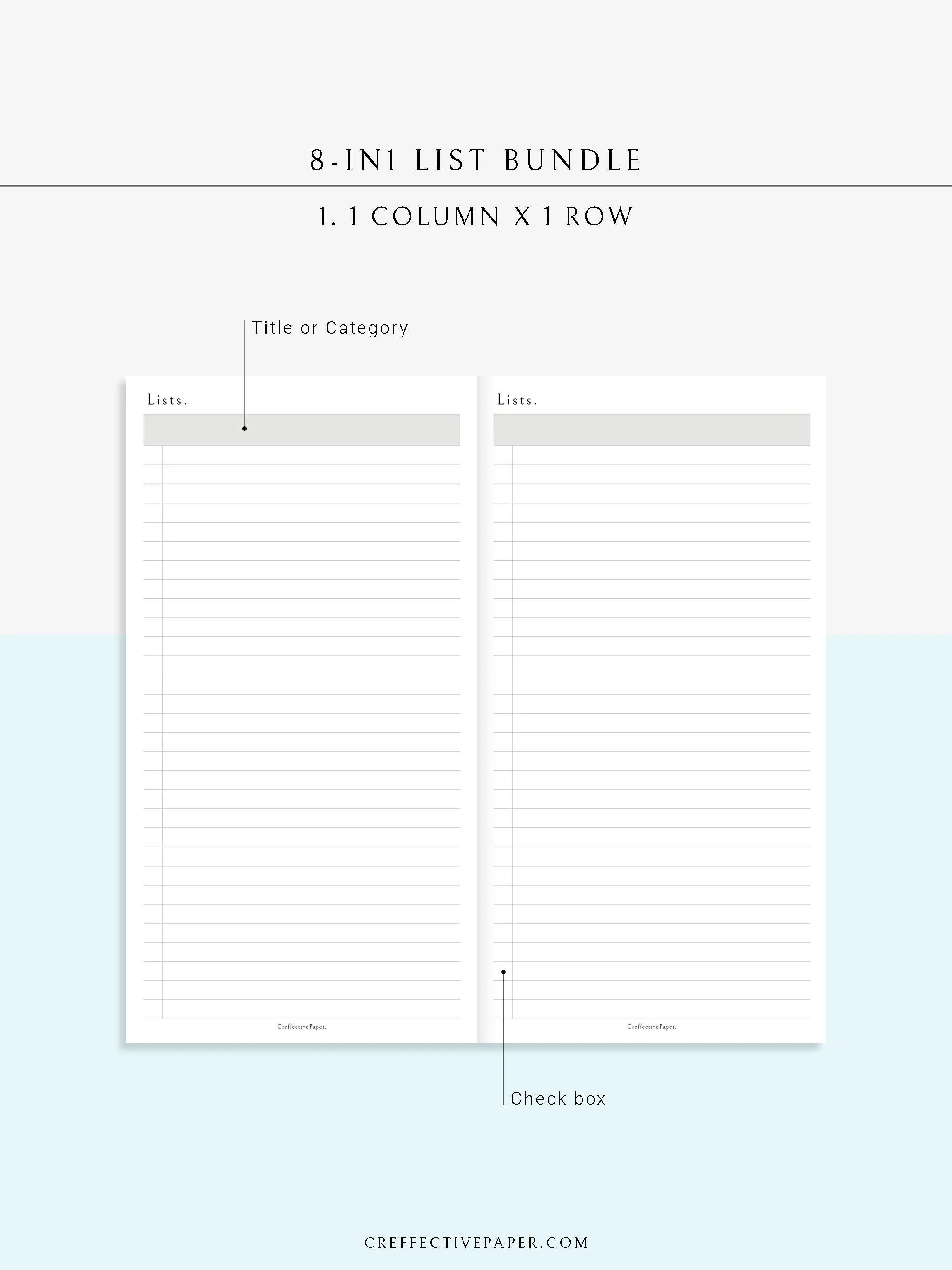 N107 | Checklist Bundle Template to Personalize Category