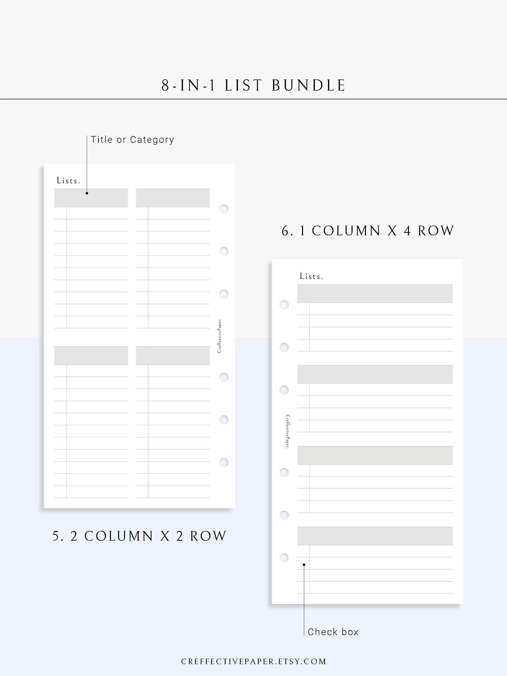 N107 | Checklist Bundle Template to Personalize Category