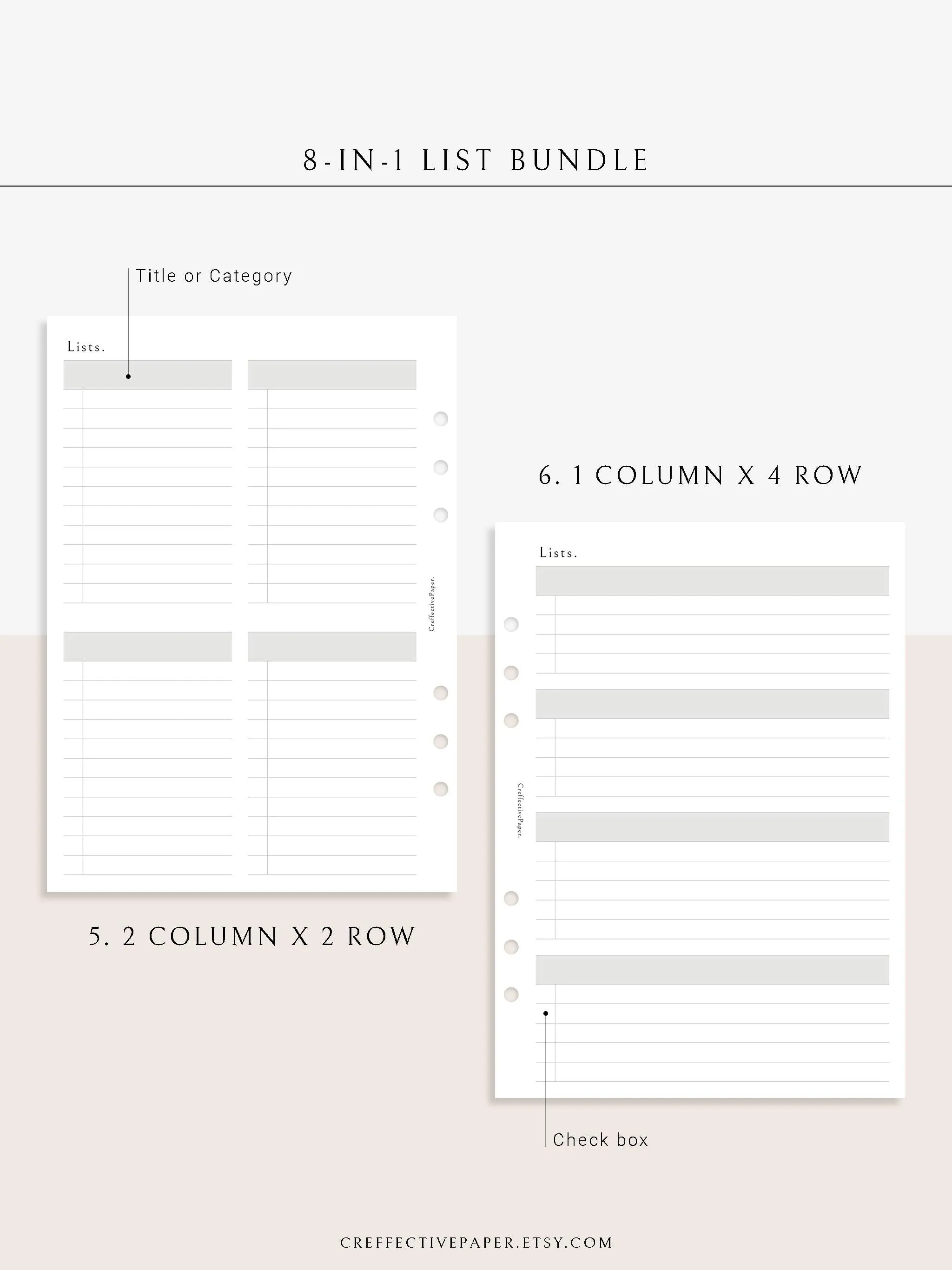 N107 | Checklist Bundle Template to Personalize Category