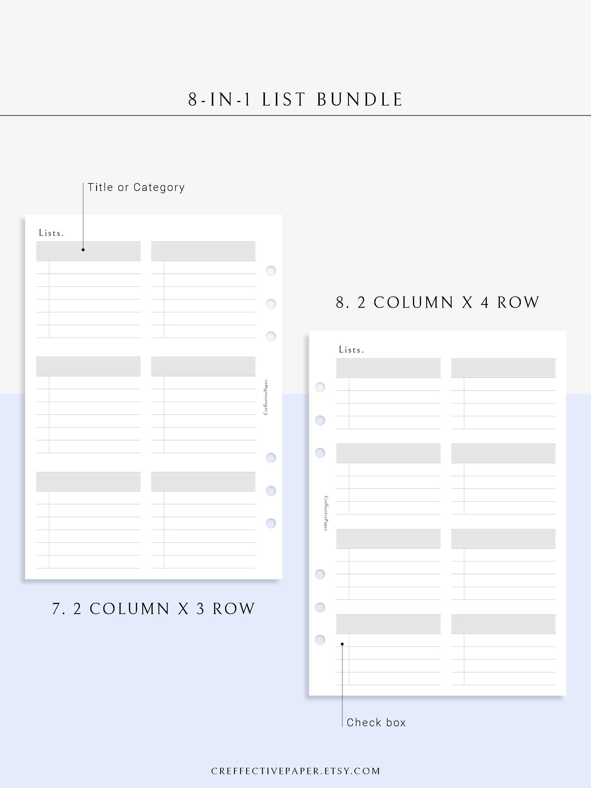 N107 | Checklist Bundle Template to Personalize Category