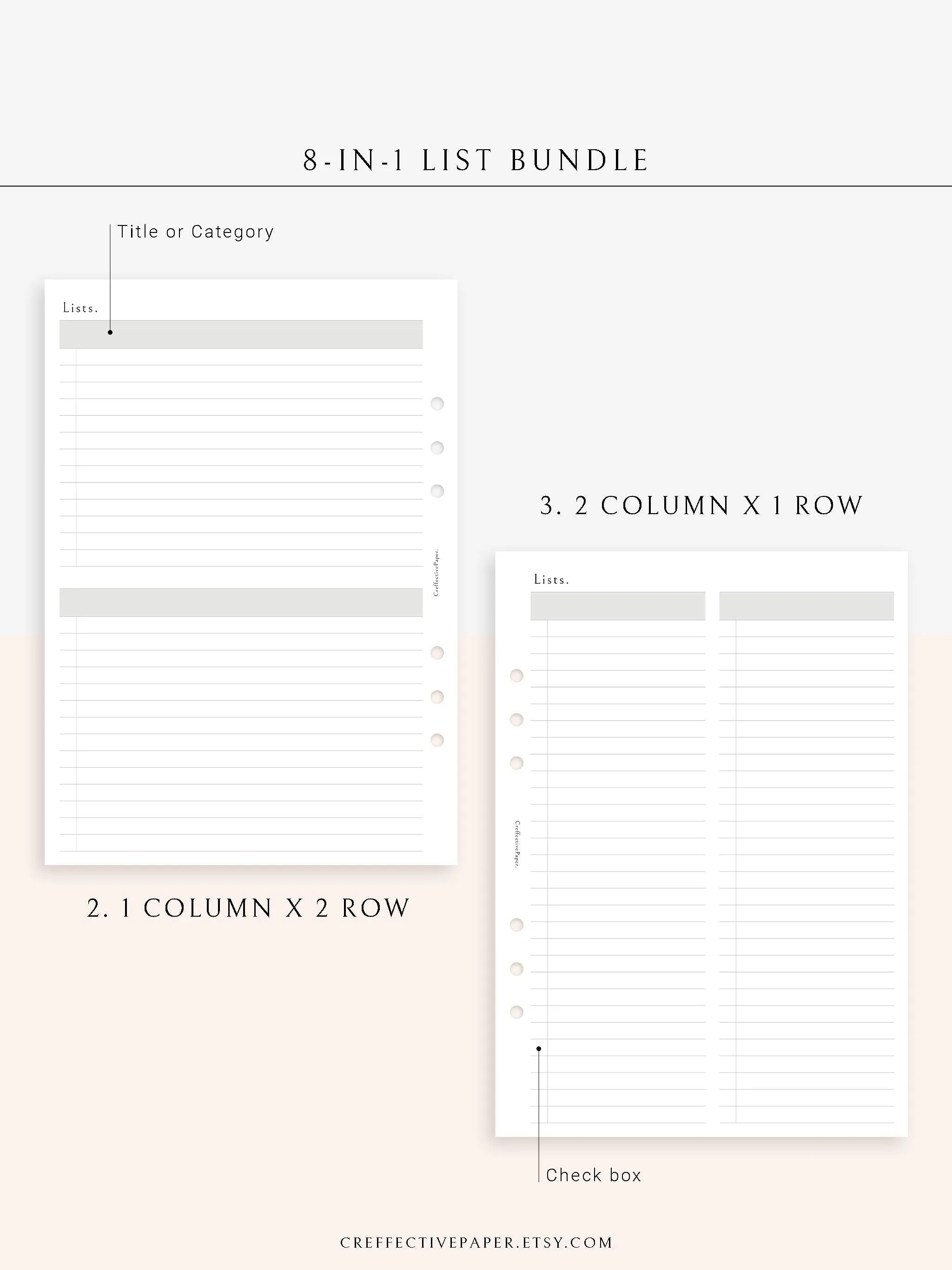 N107 | Checklist Bundle Template to Personalize Category