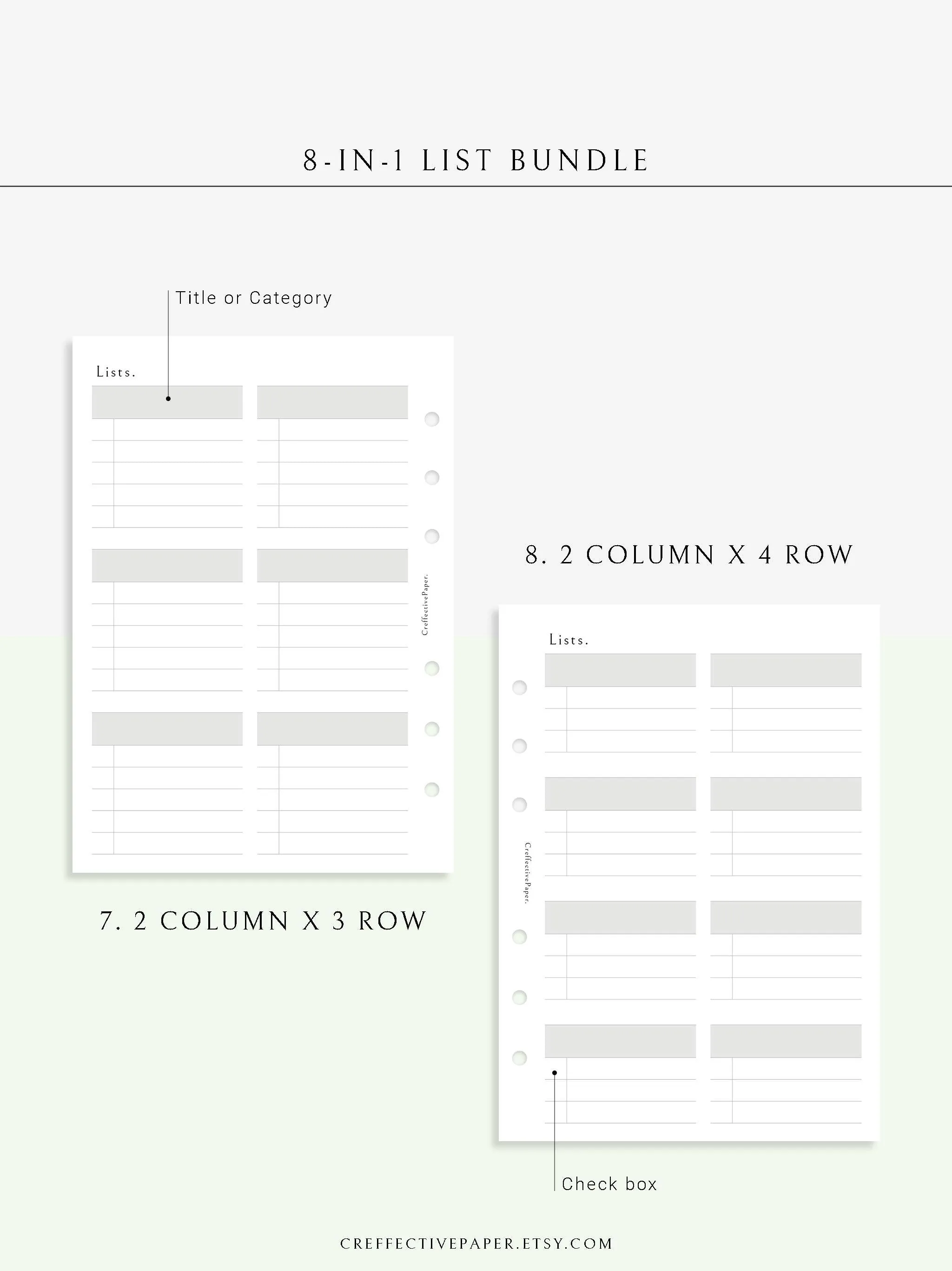 N107 | Checklist Bundle Template to Personalize Category