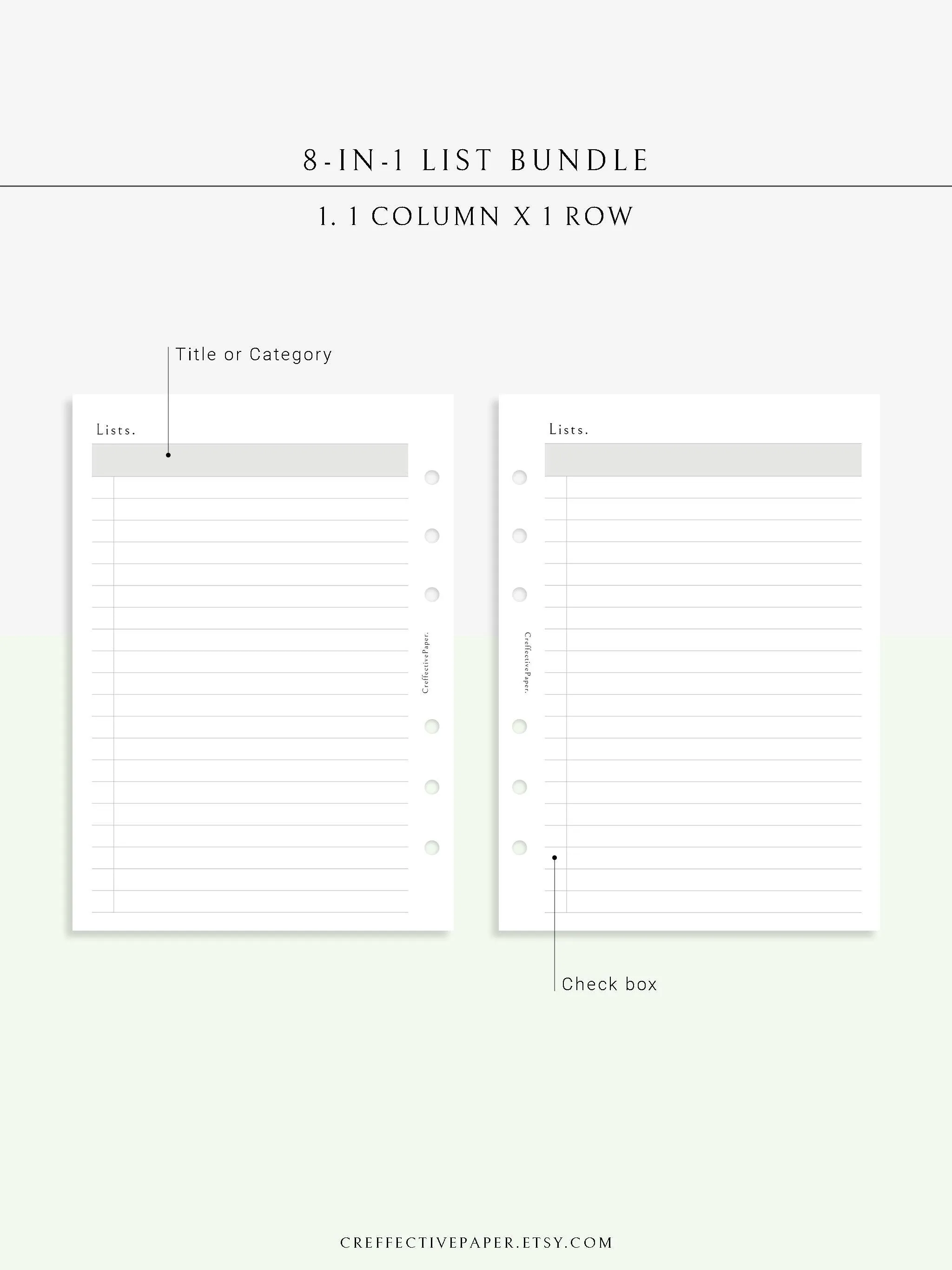 N107 | Checklist Bundle Template to Personalize Category