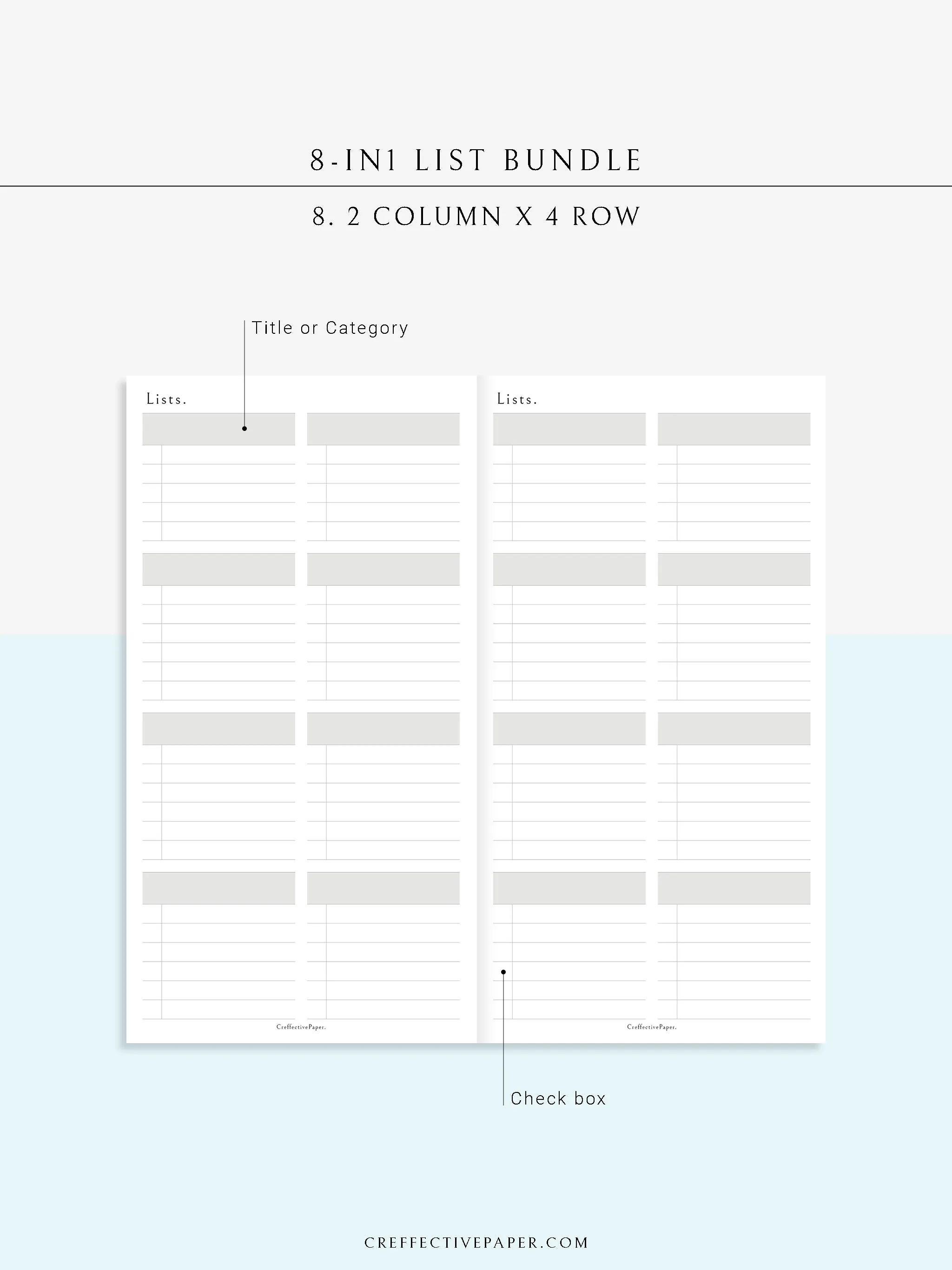 N107 | Checklist Bundle Template to Personalize Category