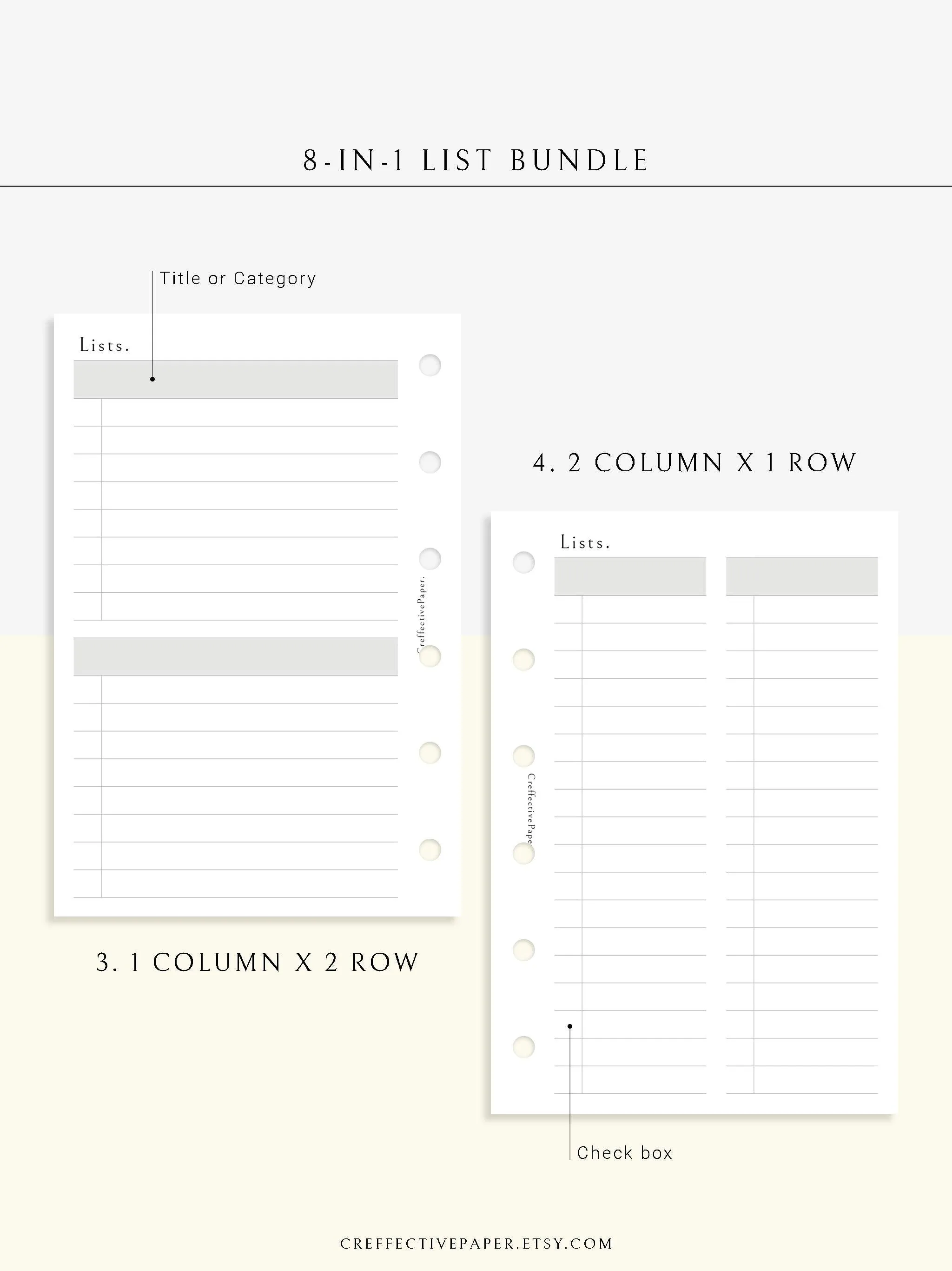 N107 | Checklist Bundle Template to Personalize Category