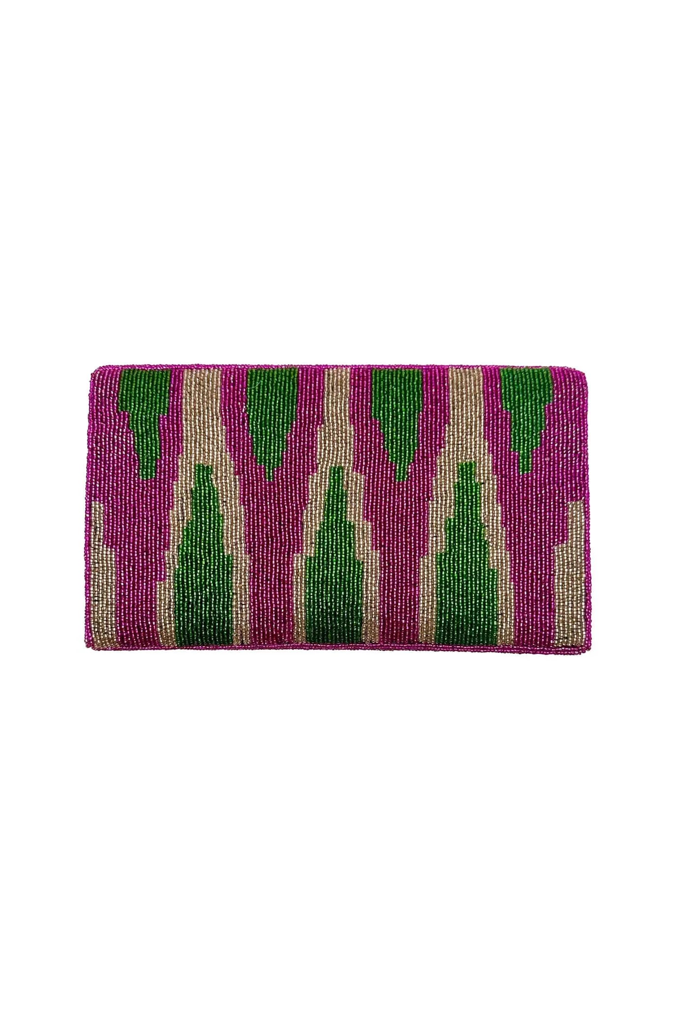 Namira Sequinned Clutch Bag Green/Pink