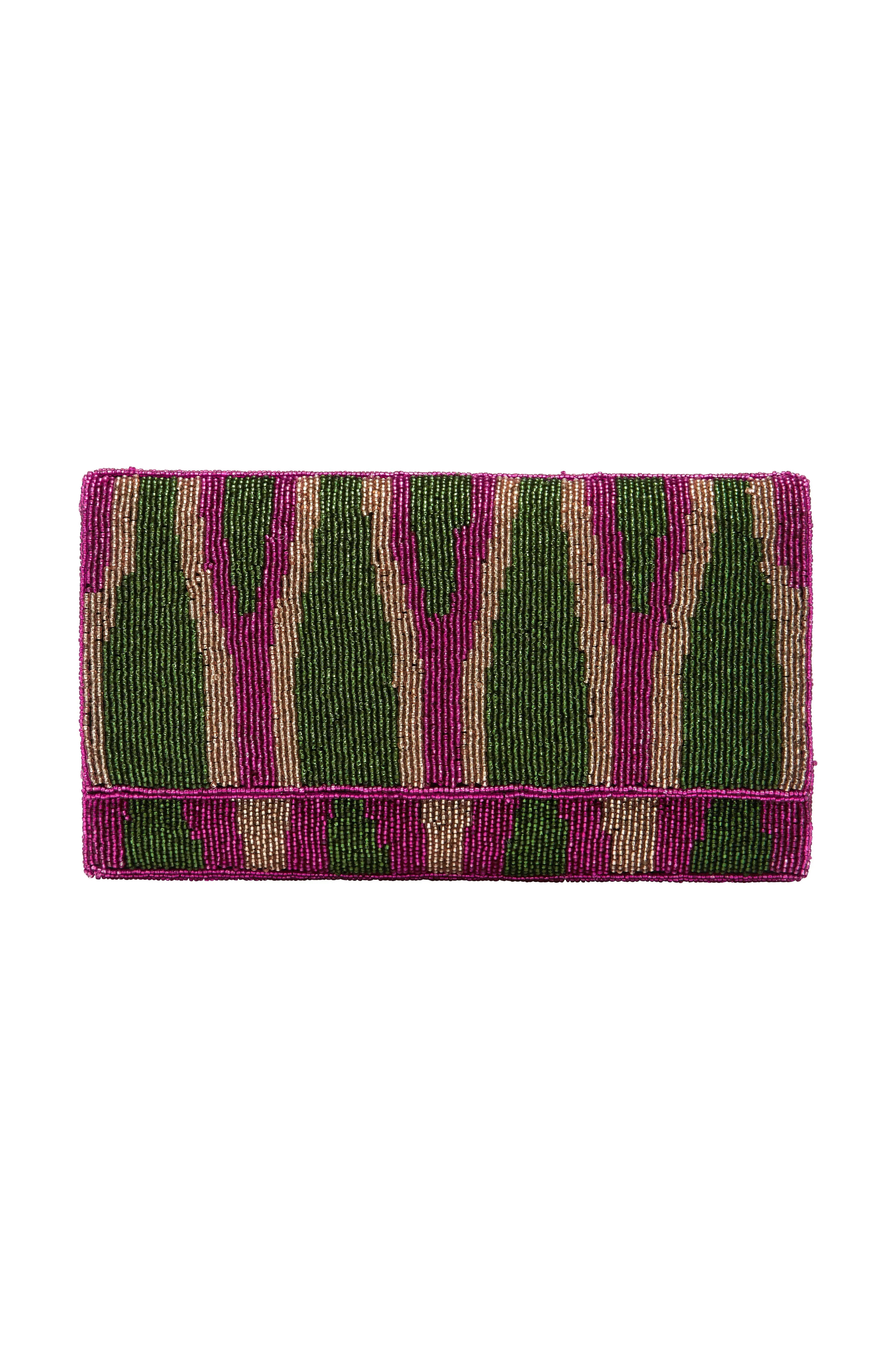 Namira Sequinned Clutch Bag Green/Pink