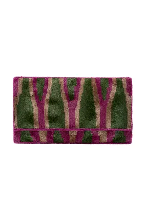 Namira Sequinned Clutch Bag Green/Pink