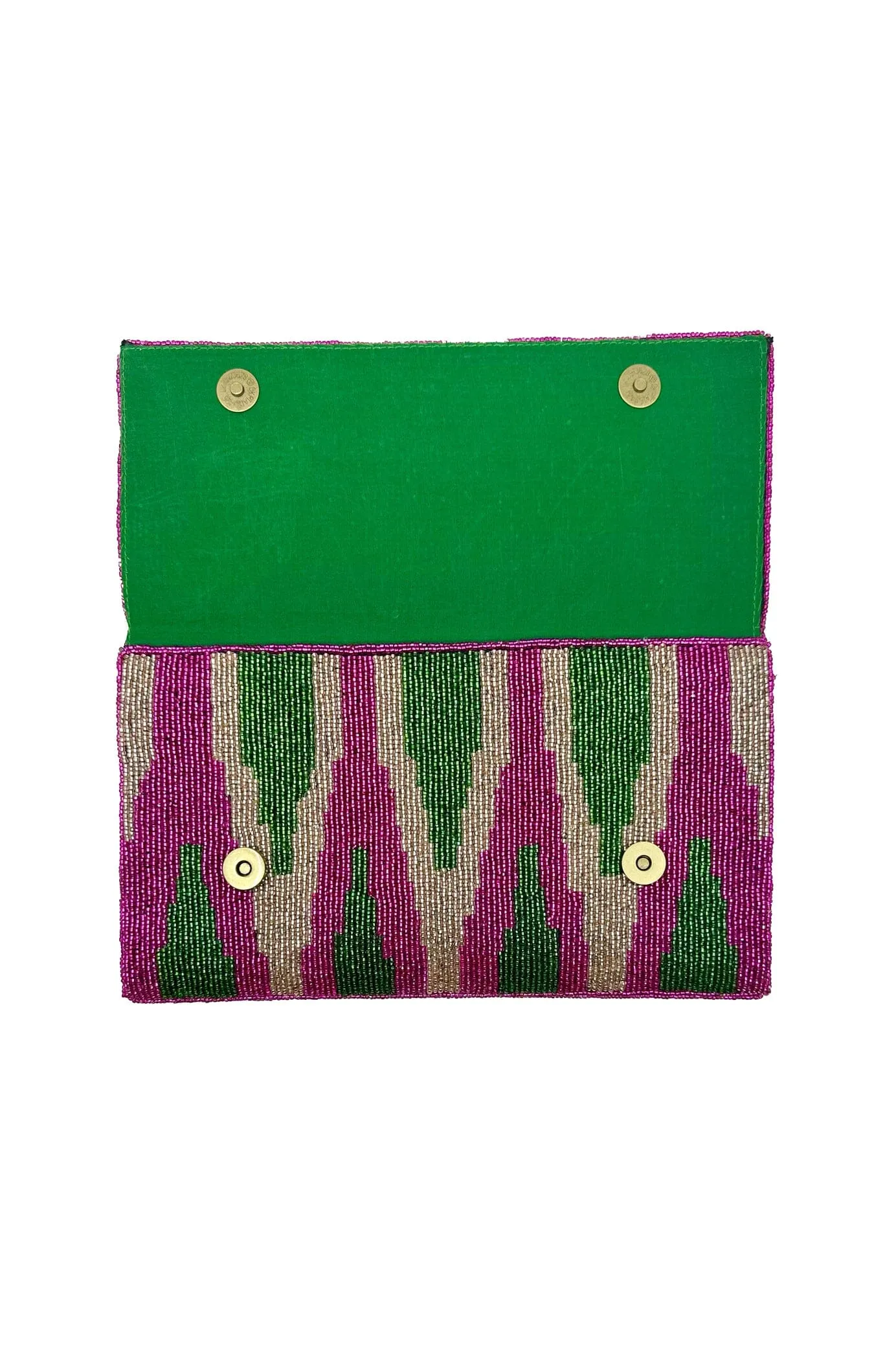 Namira Sequinned Clutch Bag Green/Pink