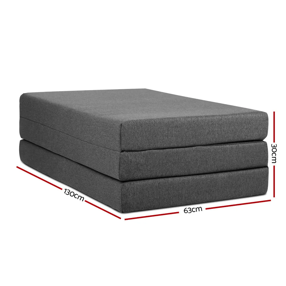 Natalie 10cm Double Size Folding Foam Mattress Portable Bed Mat Dark Grey - Double