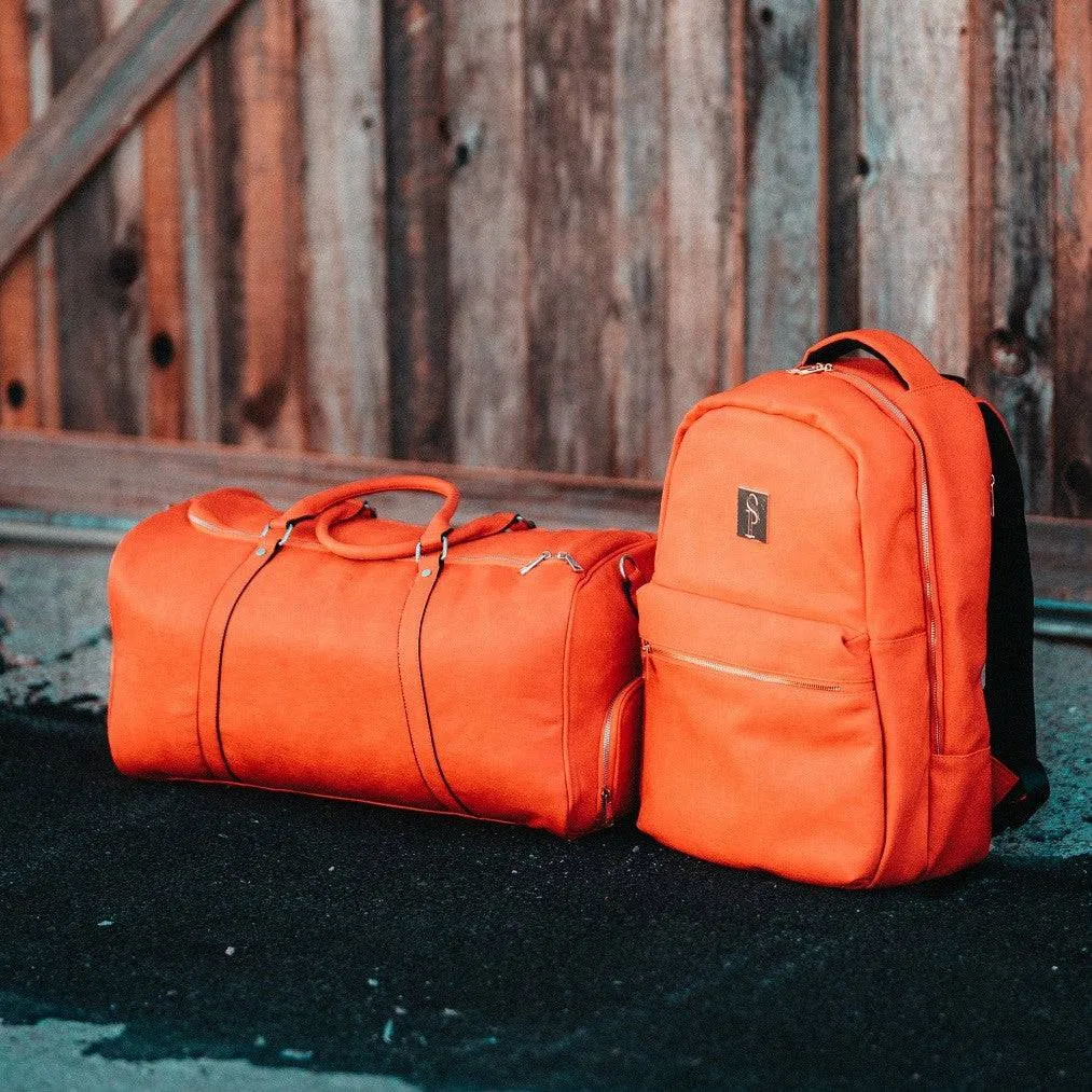 Orange Tumbled Leather 3 Bag Set