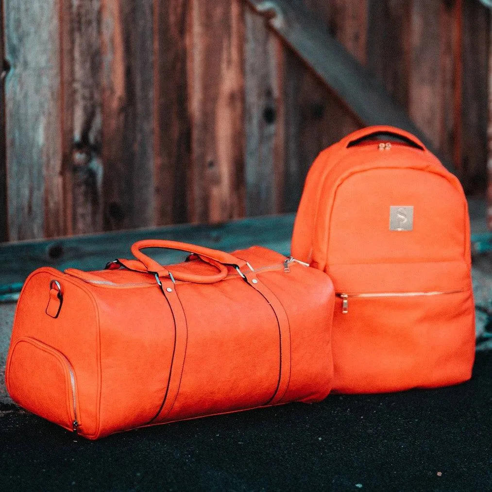 Orange Tumbled Leather 3 Bag Set