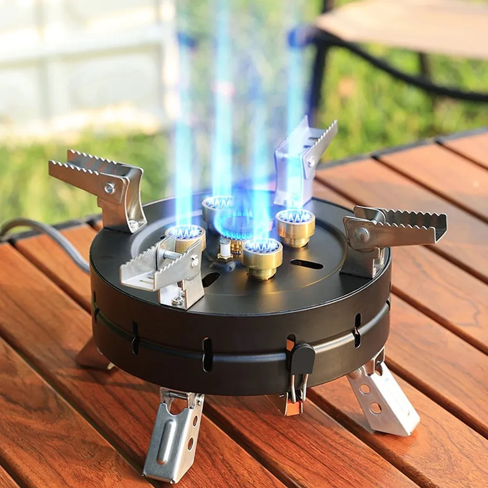 Outdoor Electronic Ignition Stoves High-Power Portable Foldable Adjustable Firepower Furnace Gasstove Camping Hiking