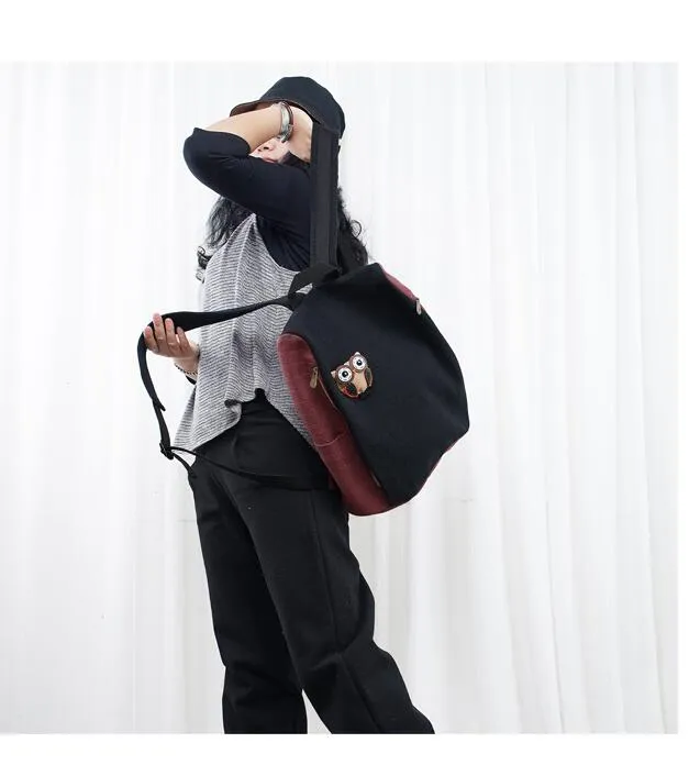 Owl Large Casual Simple Women Travel Backpack Shoulder Bag