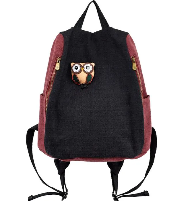 Owl Large Casual Simple Women Travel Backpack Shoulder Bag