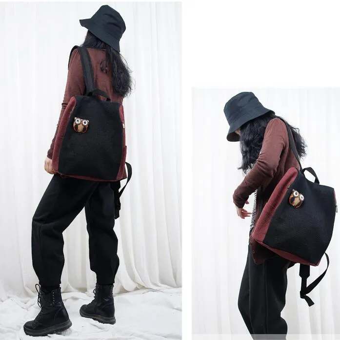 Owl Large Casual Simple Women Travel Backpack Shoulder Bag