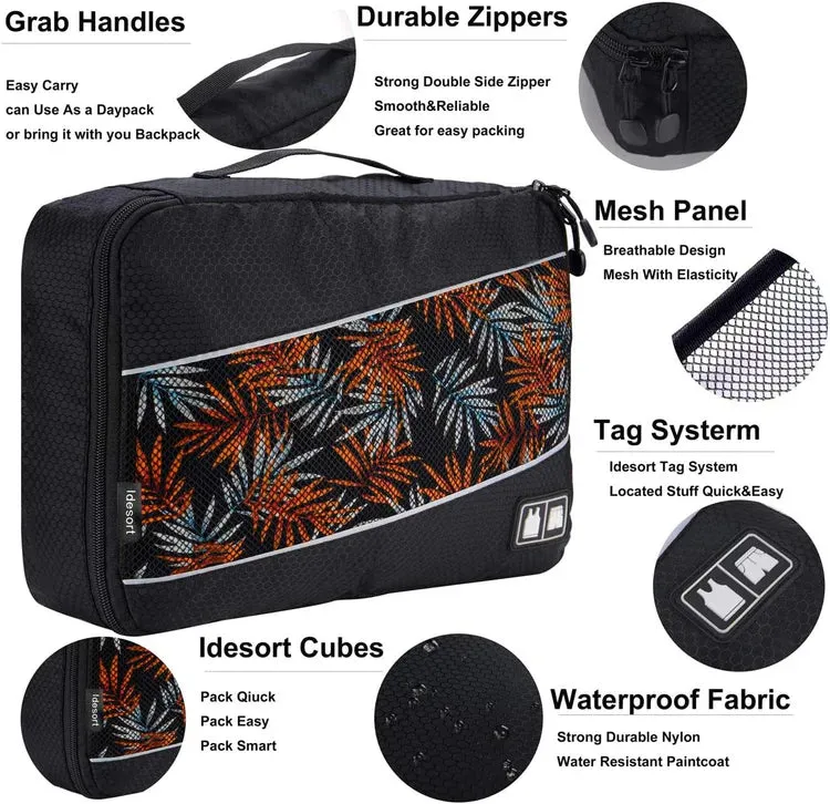 Packing Cubes Nylon Travel Organizer Bag Black