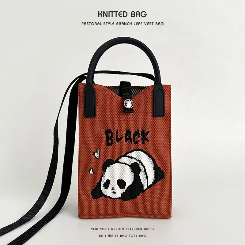 Panda series knitted bag mobile phone bag handbag