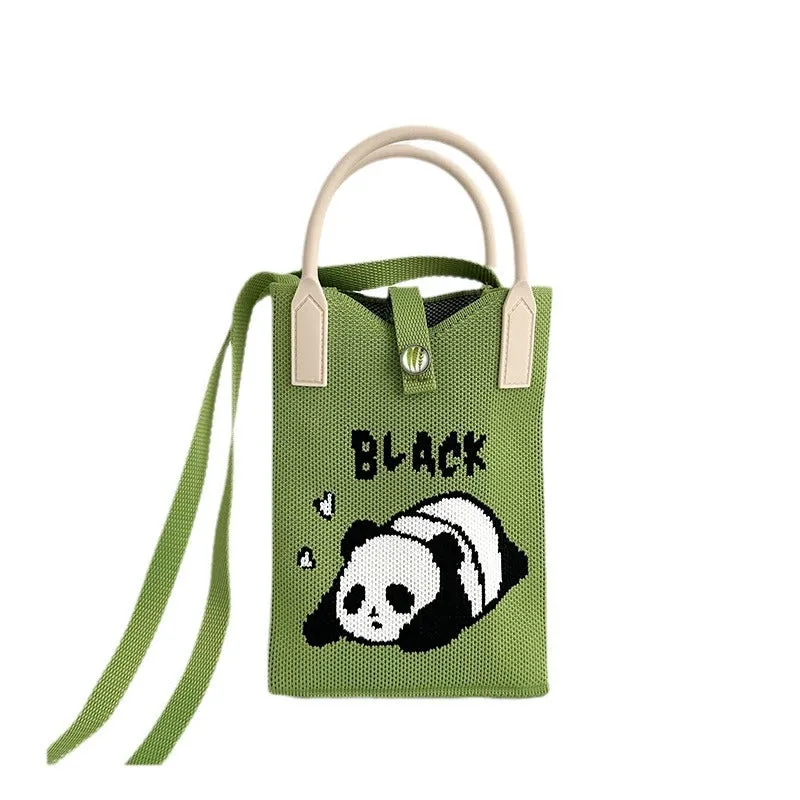 Panda series knitted bag mobile phone bag handbag