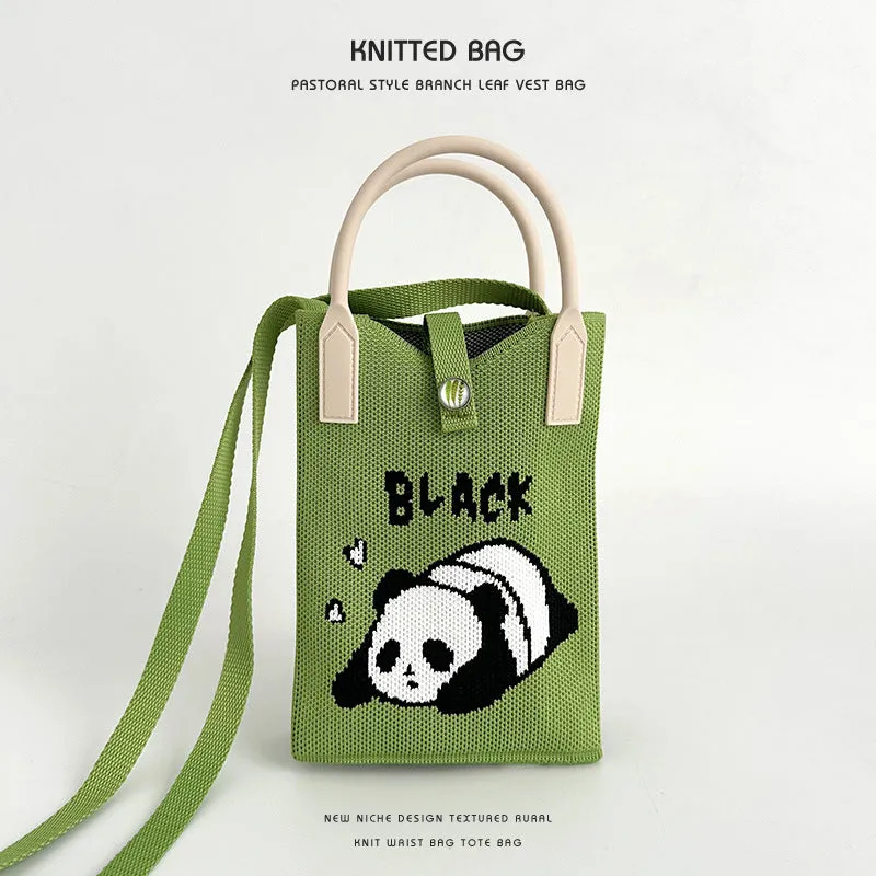 Panda series knitted bag mobile phone bag handbag