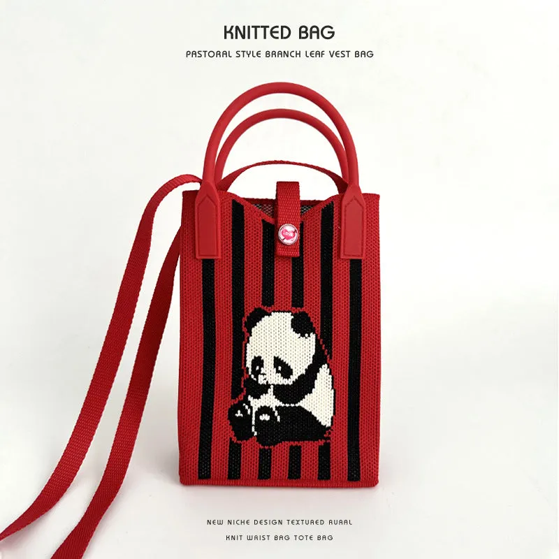 Panda series knitted bag mobile phone bag handbag