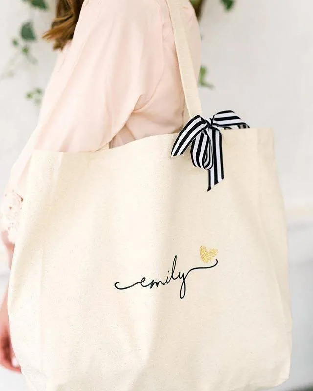 Personalized Bridesmaid Tote Bag - Custom Canvas Tote for Bridal Party Gifts