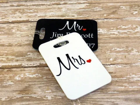 Personalized Set of Mr. and Mrs. Luggage Tags