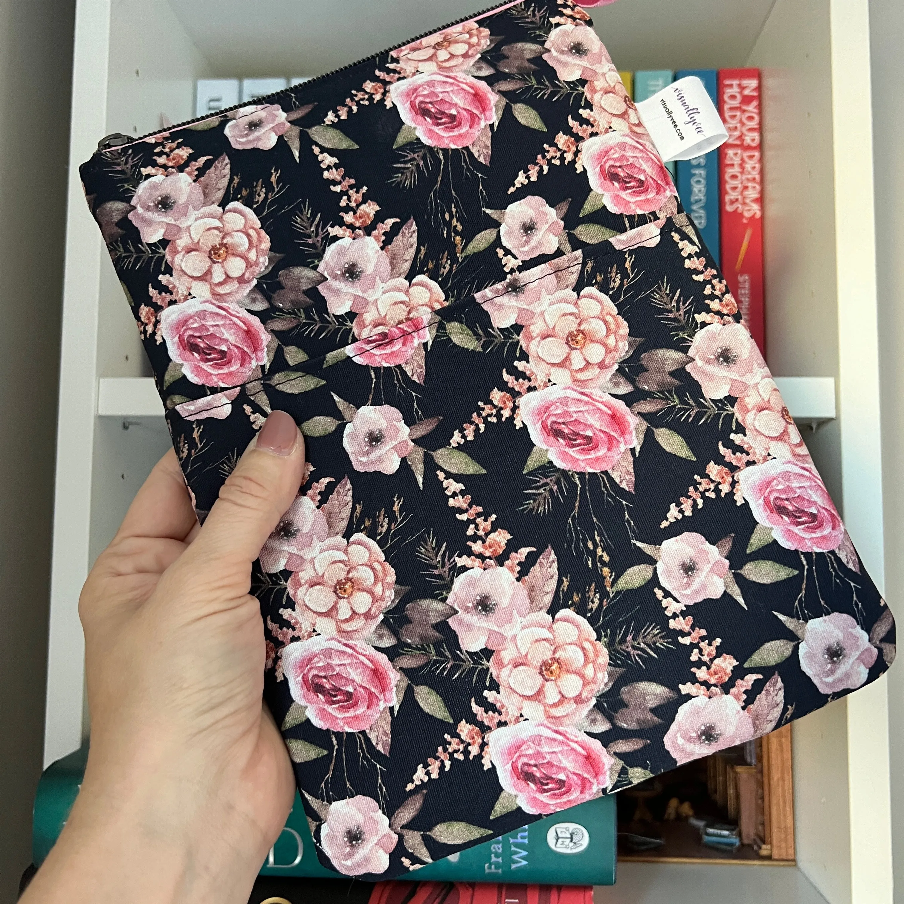 Pink forest Floral - Water Resistant Zippered Book Sleeve