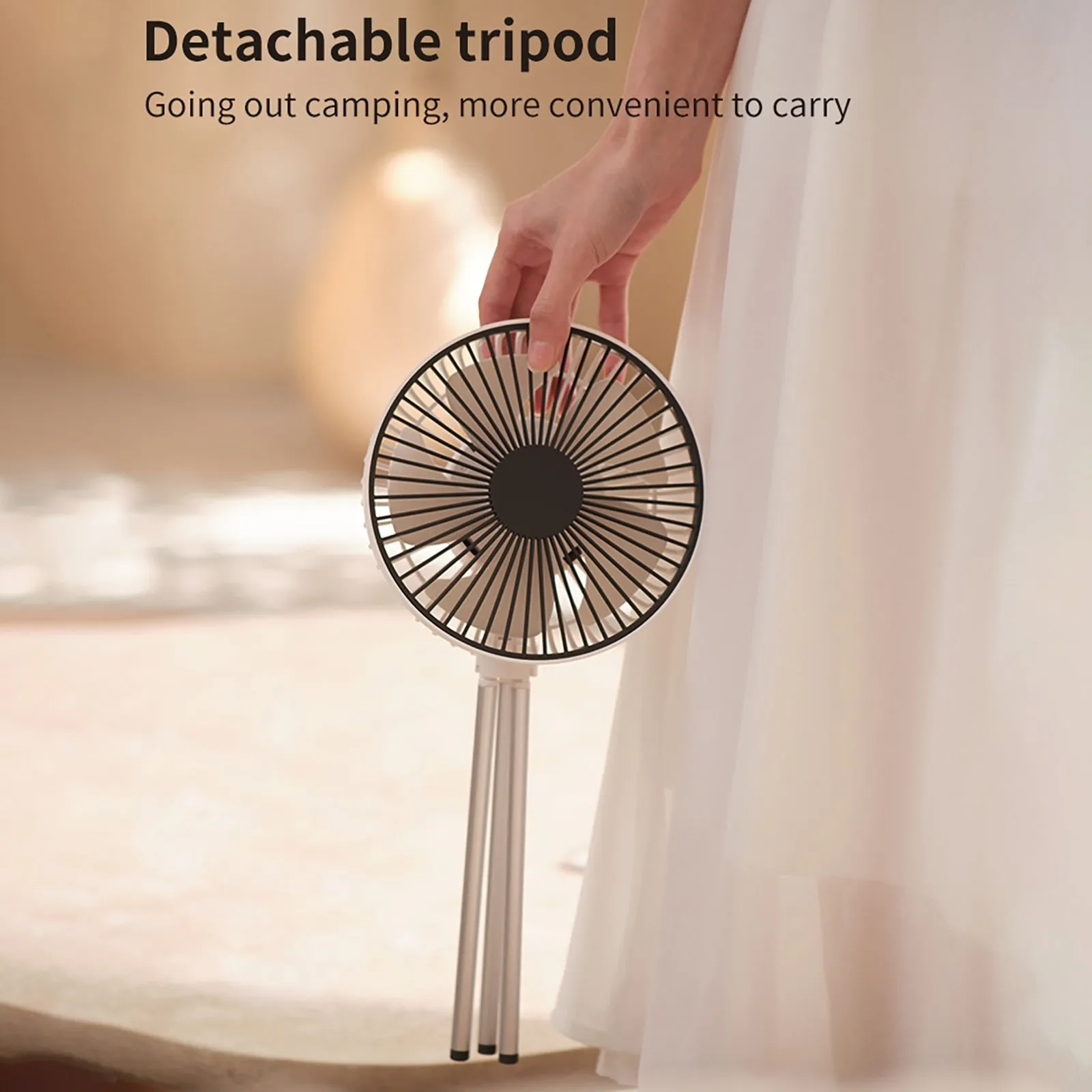 Portable Rechargeable Power Bank Fan Light