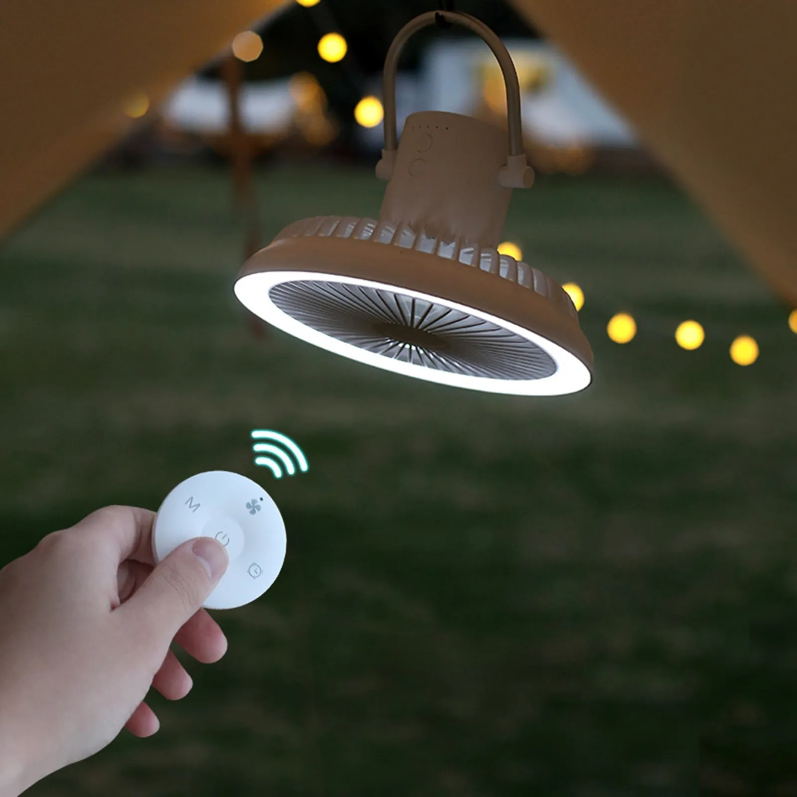 Portable Rechargeable Power Bank Fan Light