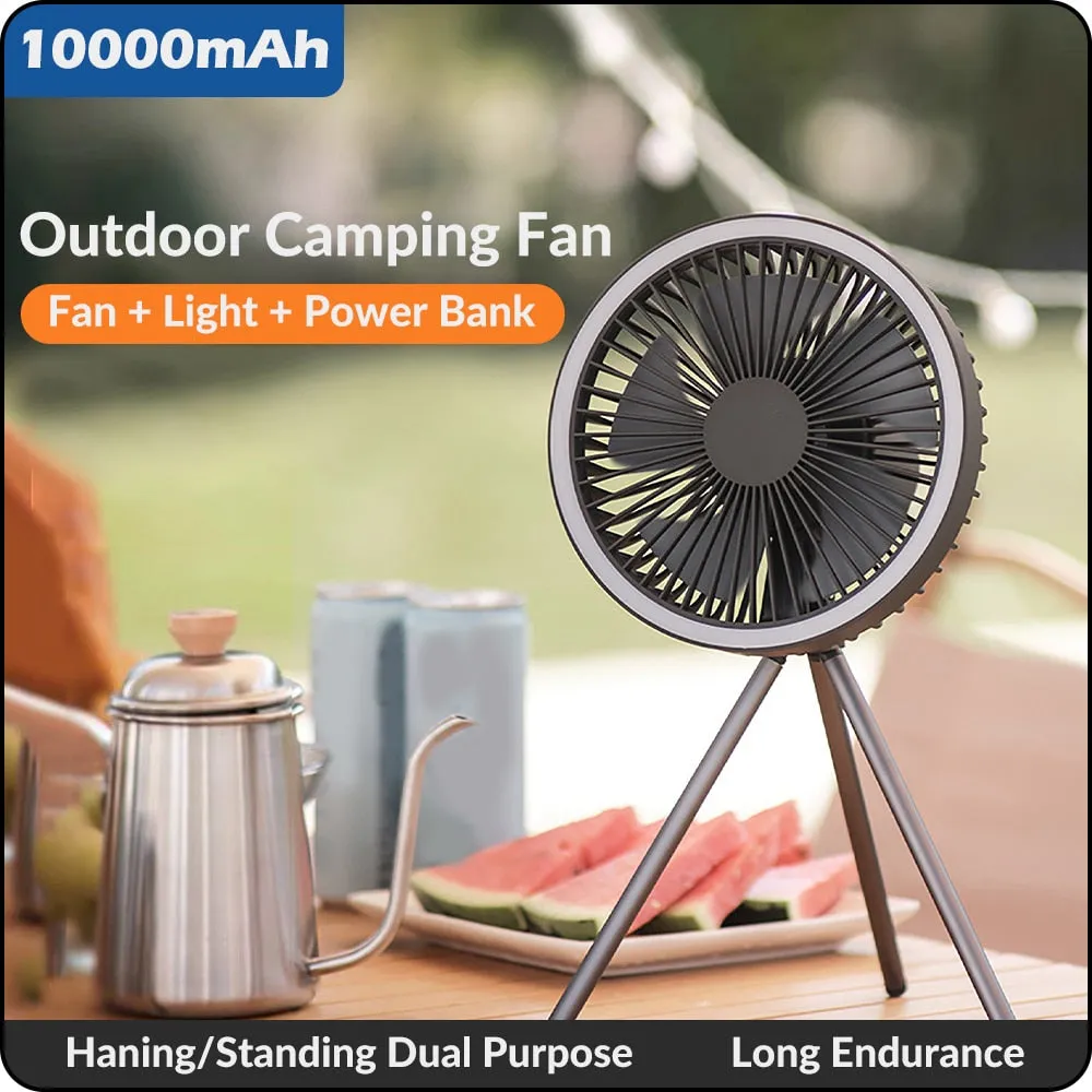 Portable Rechargeable Power Bank Fan Light