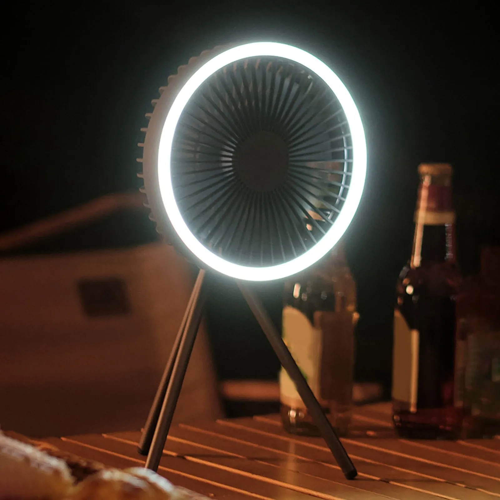 Portable Rechargeable Power Bank Fan Light