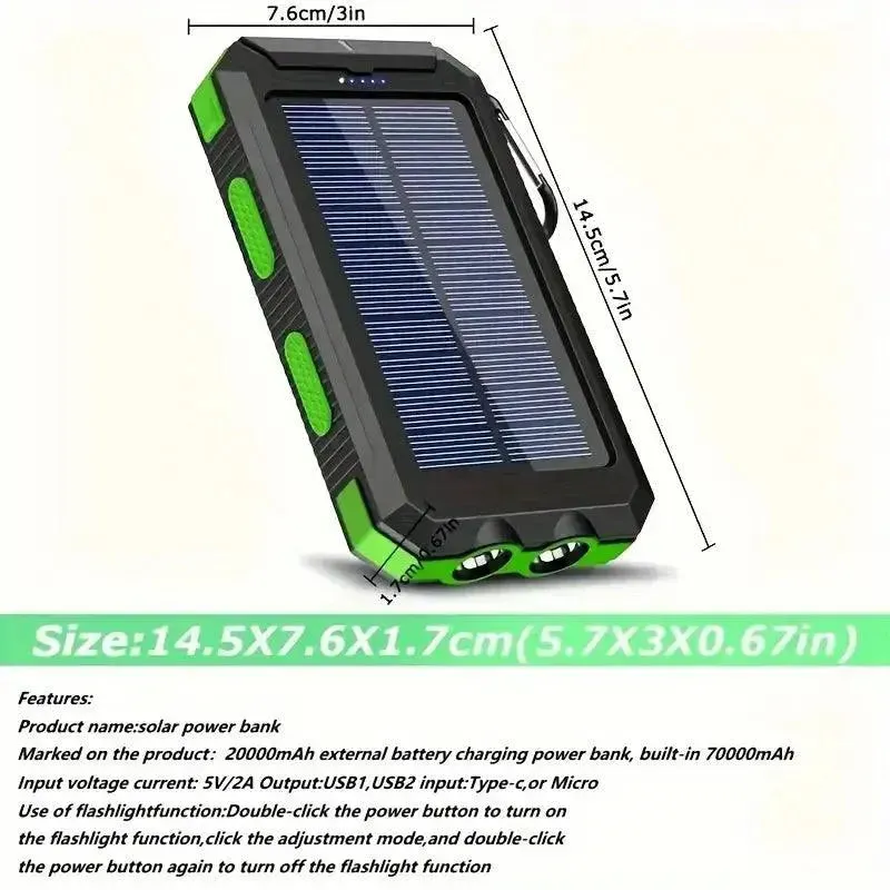 Portable Solar Energy Mobile Adventure Power Bank (7000 mAh)