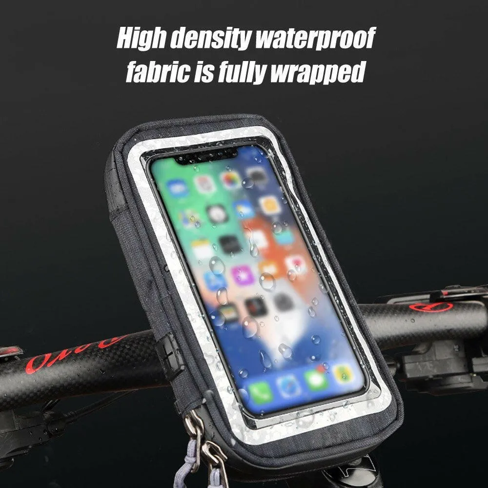 Portable Waterproof High Sensitivity 360 Degrees Rotation Bike Electrombile Mobile Phone Bag Bracket Gray Handlebar Mode