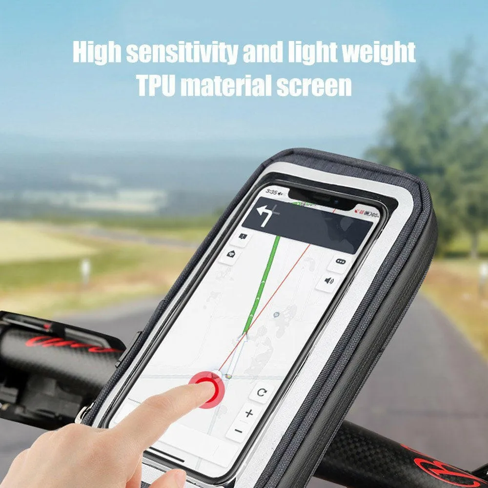 Portable Waterproof High Sensitivity 360 Degrees Rotation Bike Electrombile Mobile Phone Bag Bracket Gray Handlebar Mode